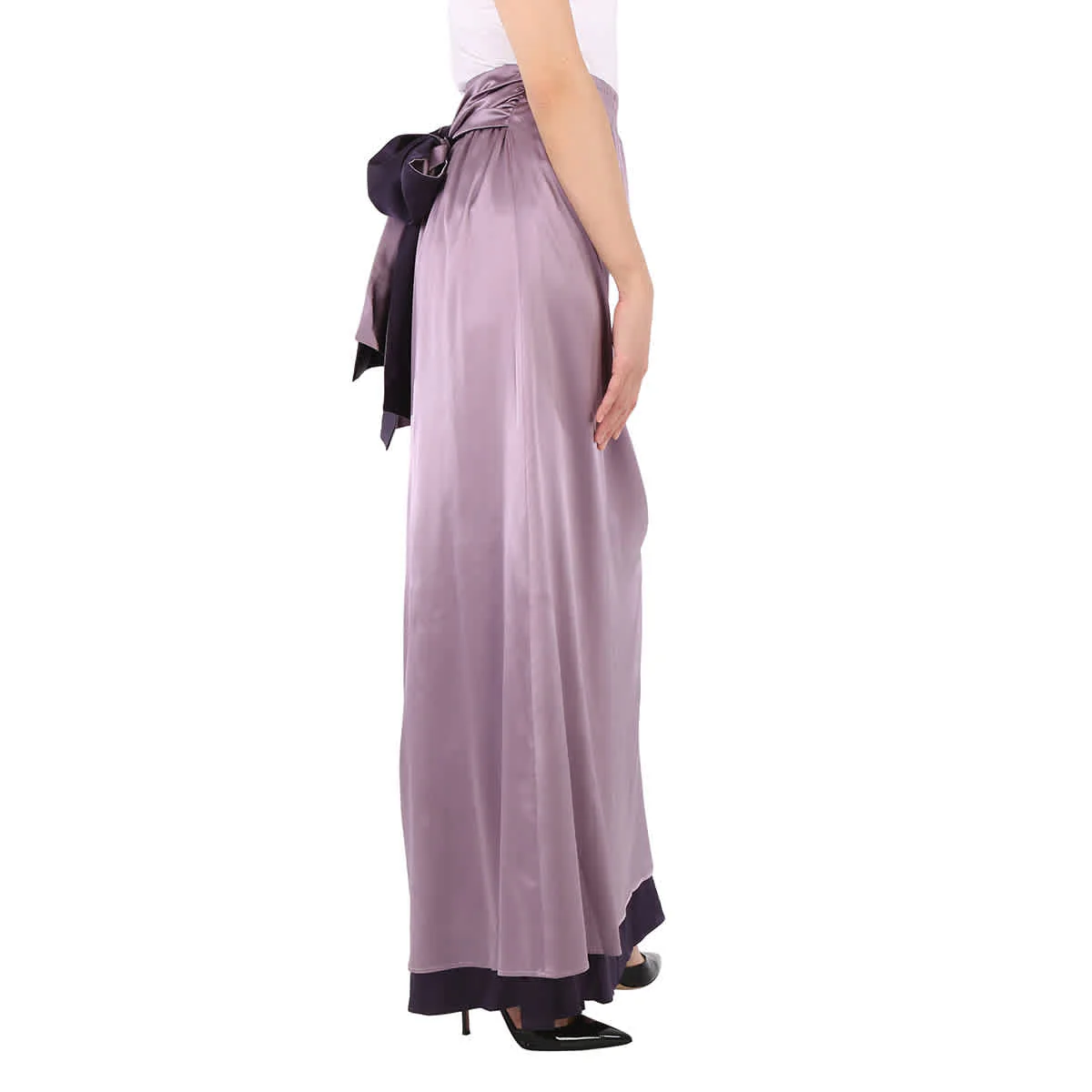 Emporio Armani Empire Waist Lavender Silk Maxi Skirt