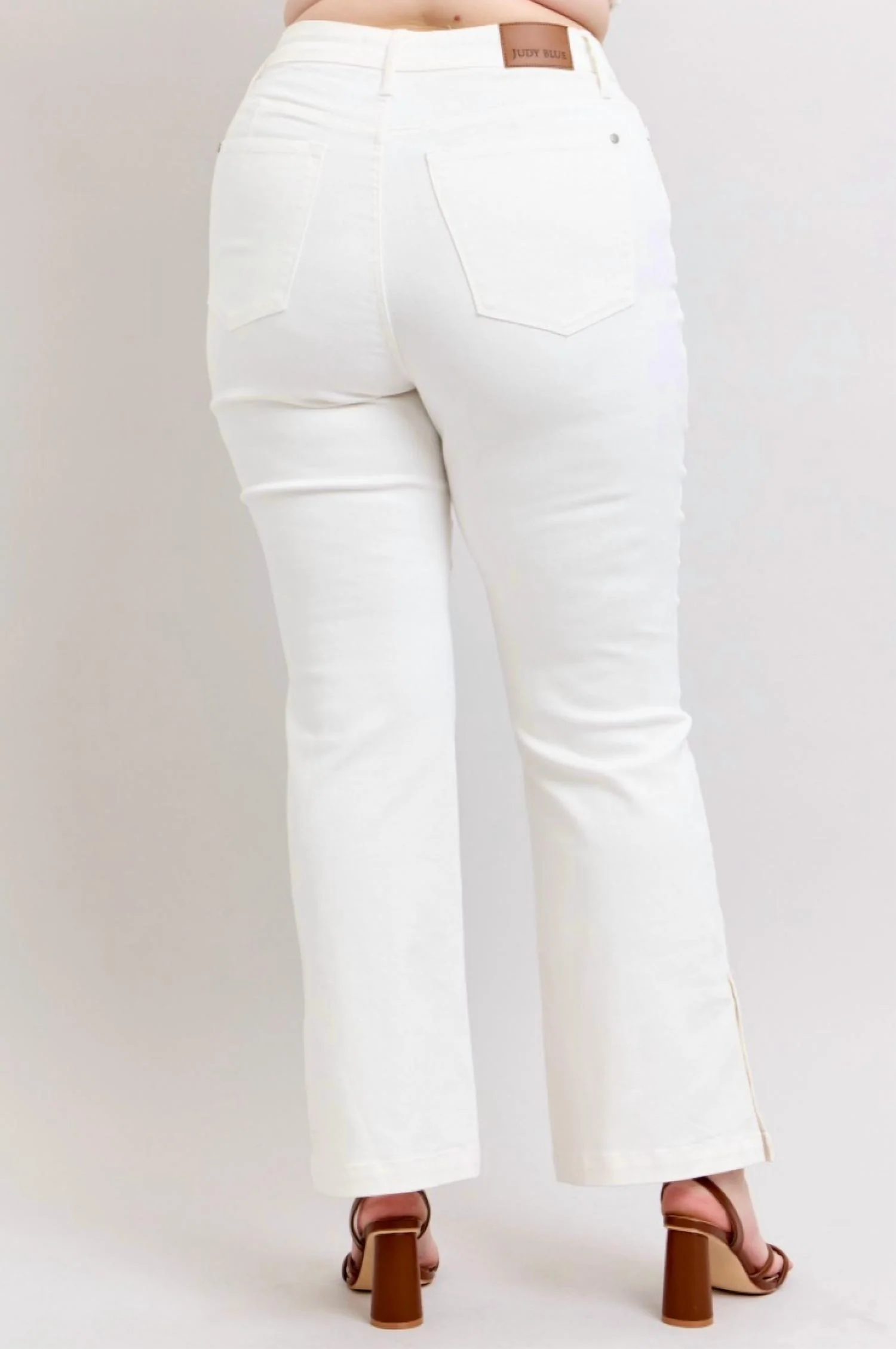 Side Slit Bootcut Jeans In White