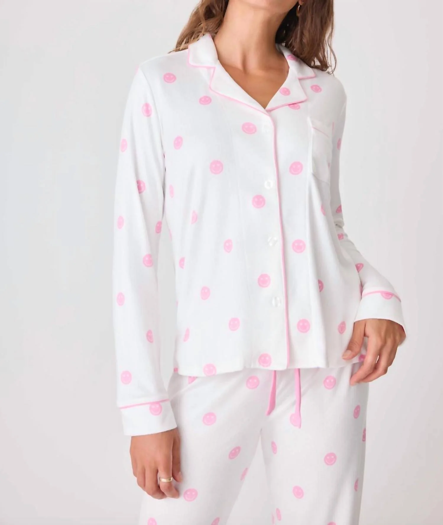 Choose Happy Long Sleeve Top In Ivory