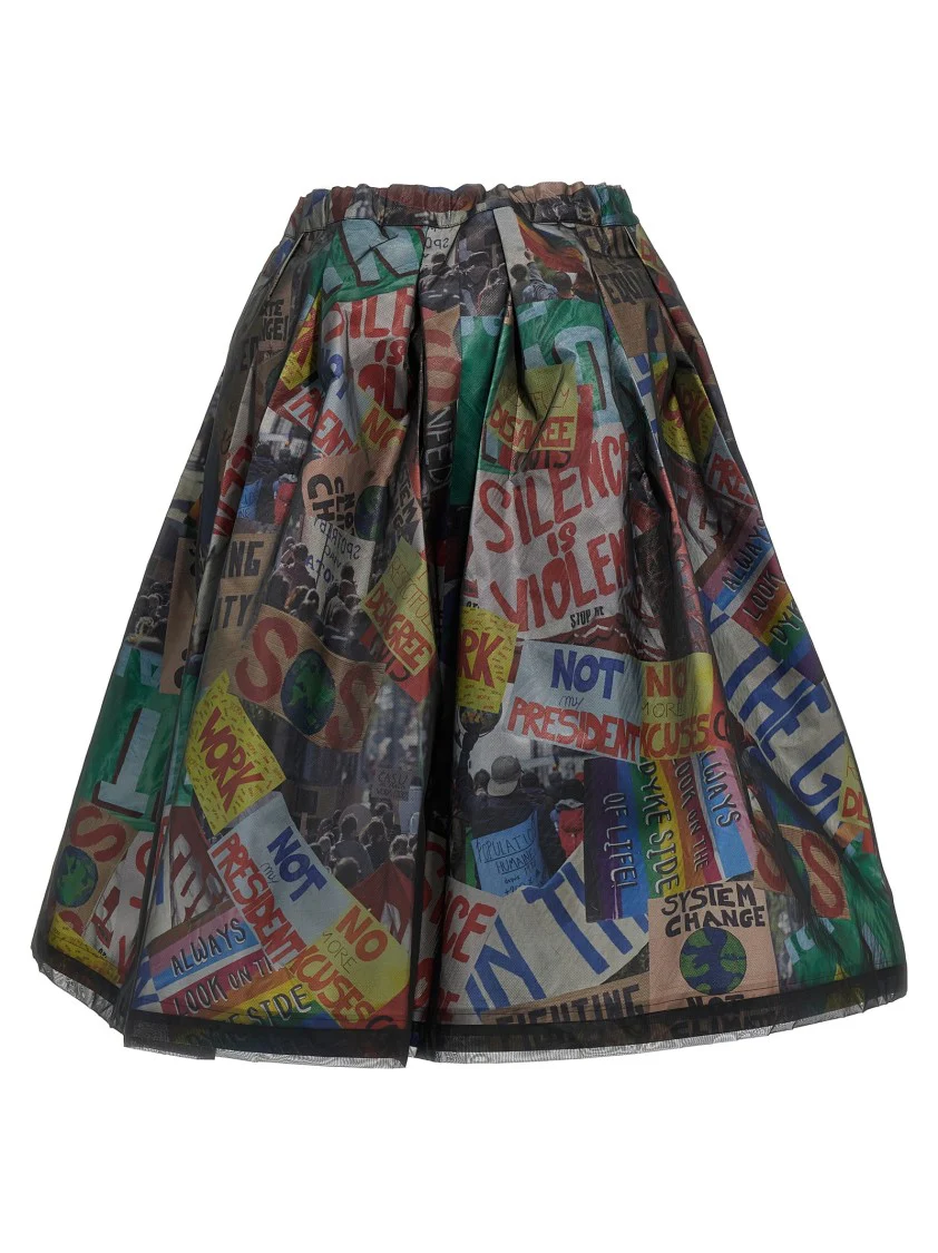 Structured Midi Skirt With Overlapping Fabric Design