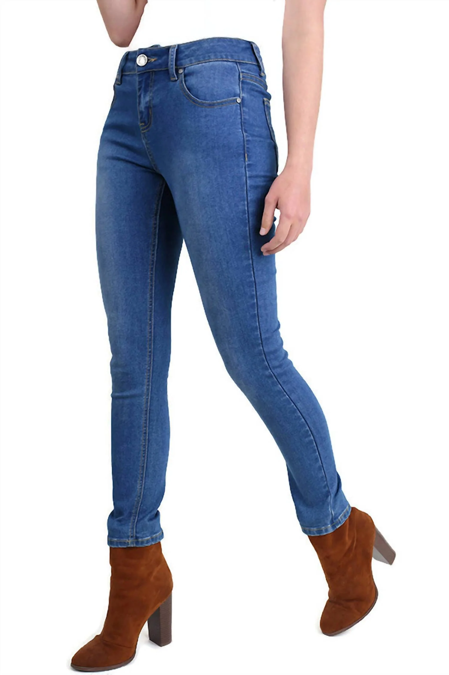 Stretch Skinny Jeans In Medium Blue