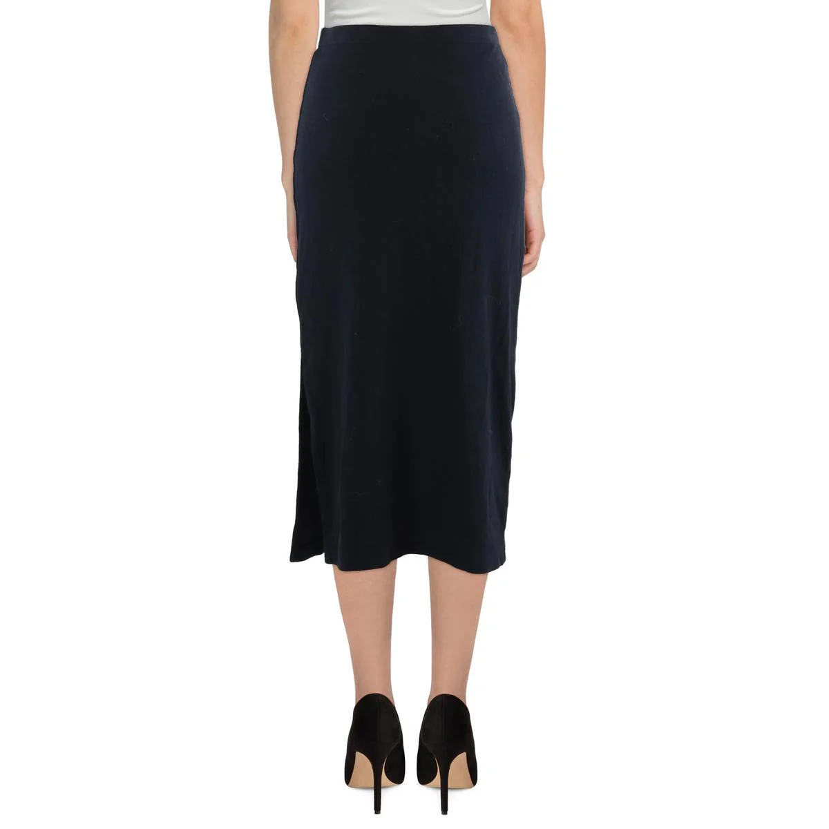 Womens Ribbed Ribbed Knit Midi Skirt