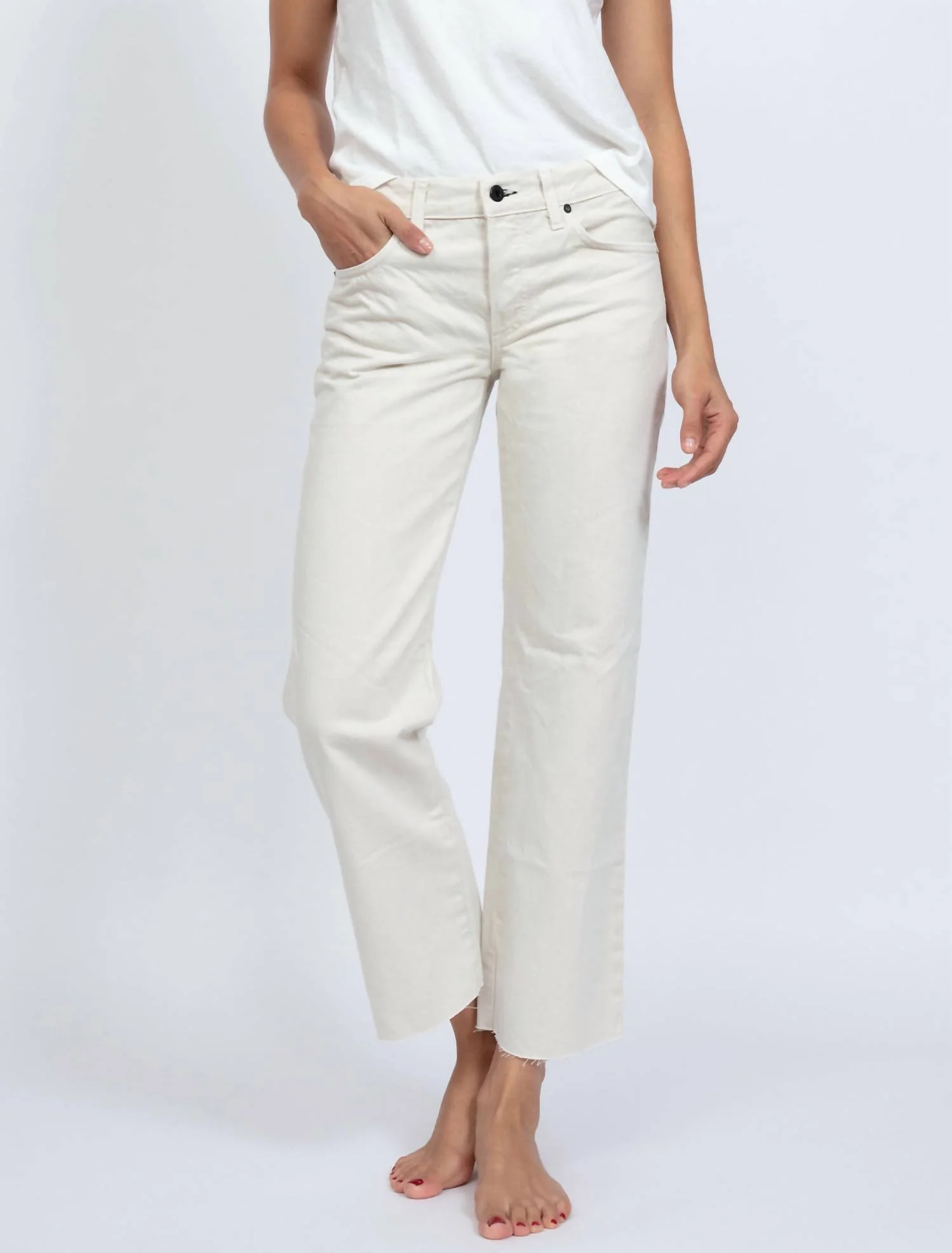 Low Rise Straight Jean In Sand