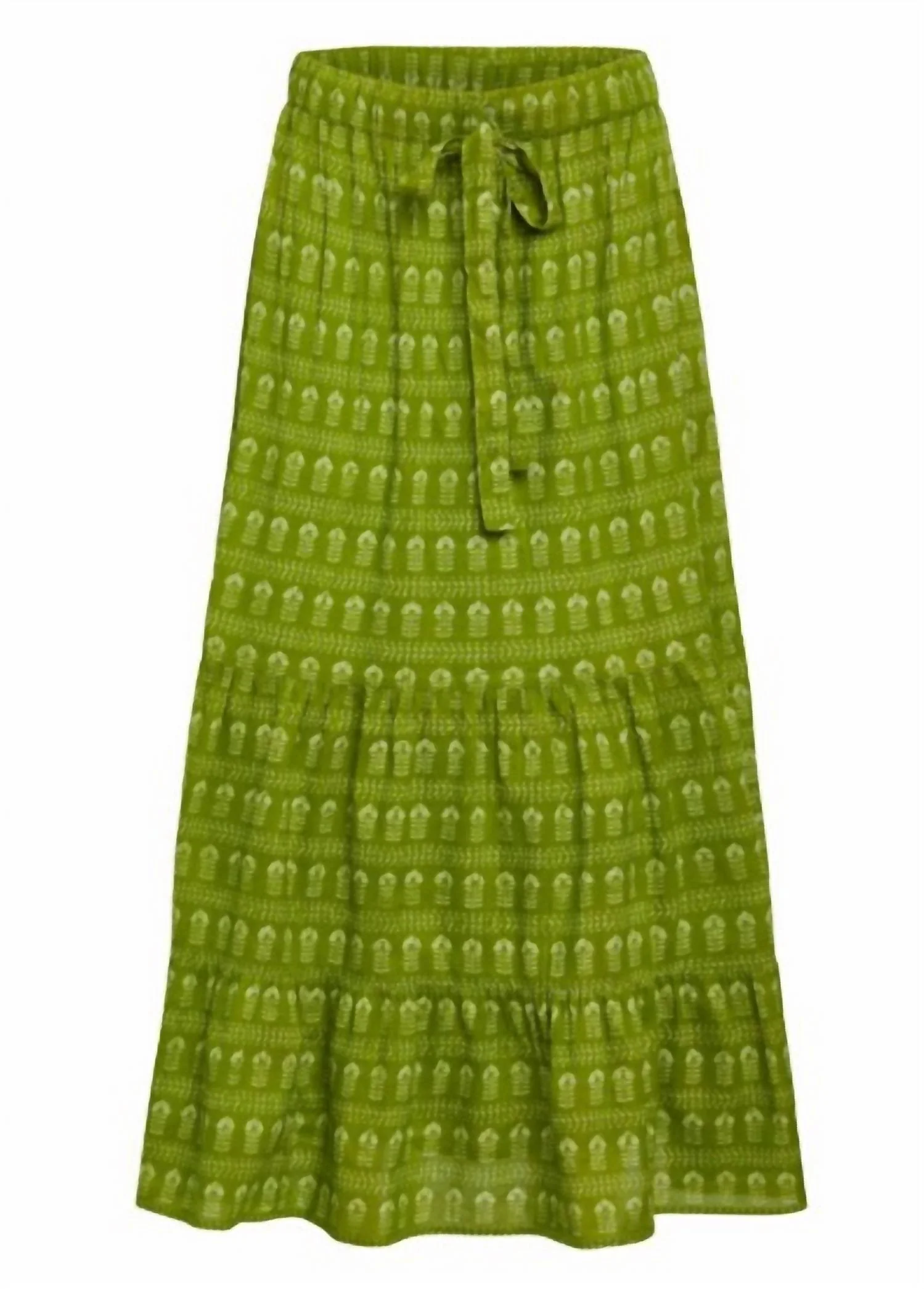 Market Tiered Maxi Skirt In Dark Mossy Sprigs