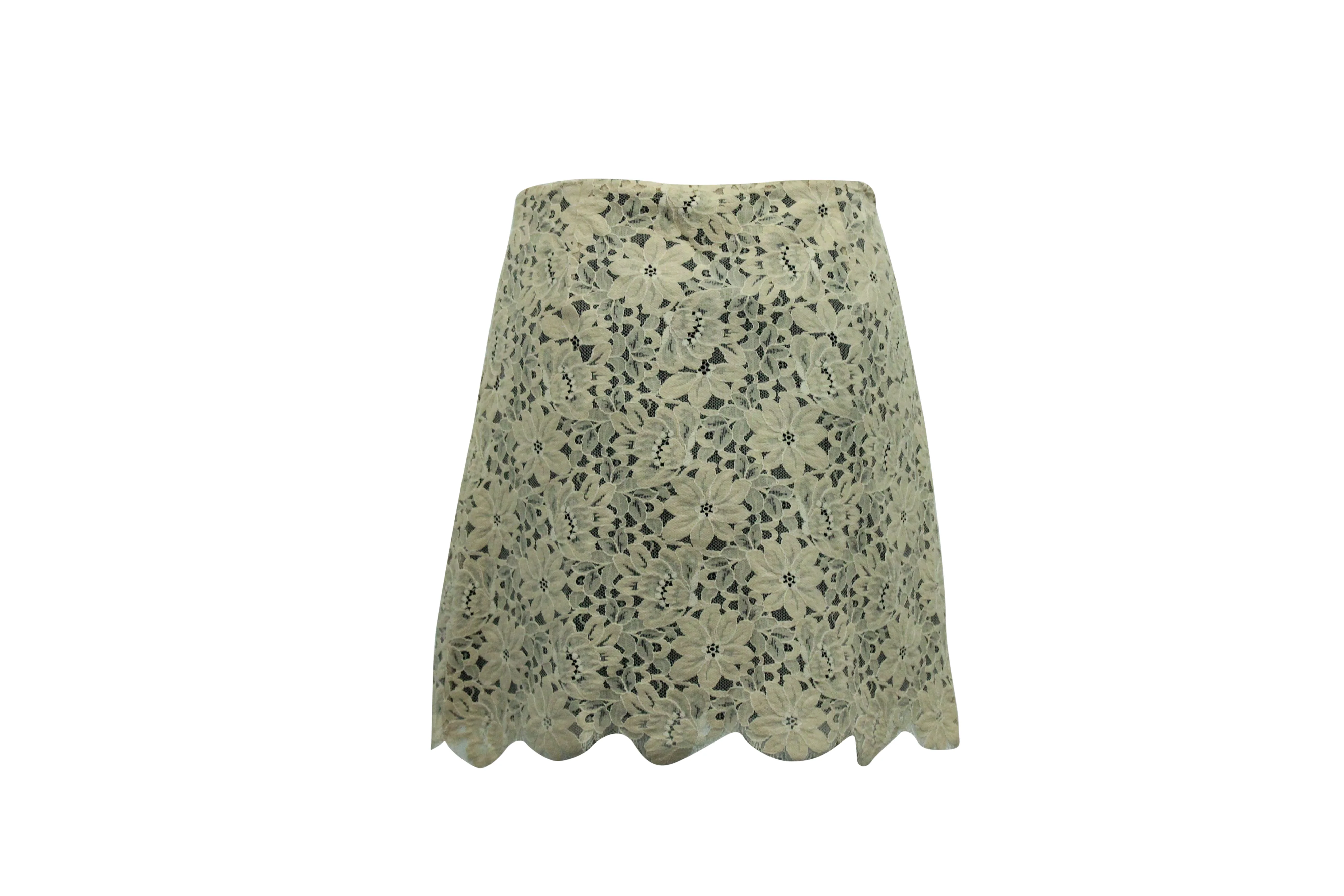 Sandro Paris Lace Short Skirt in Beige Polyamide