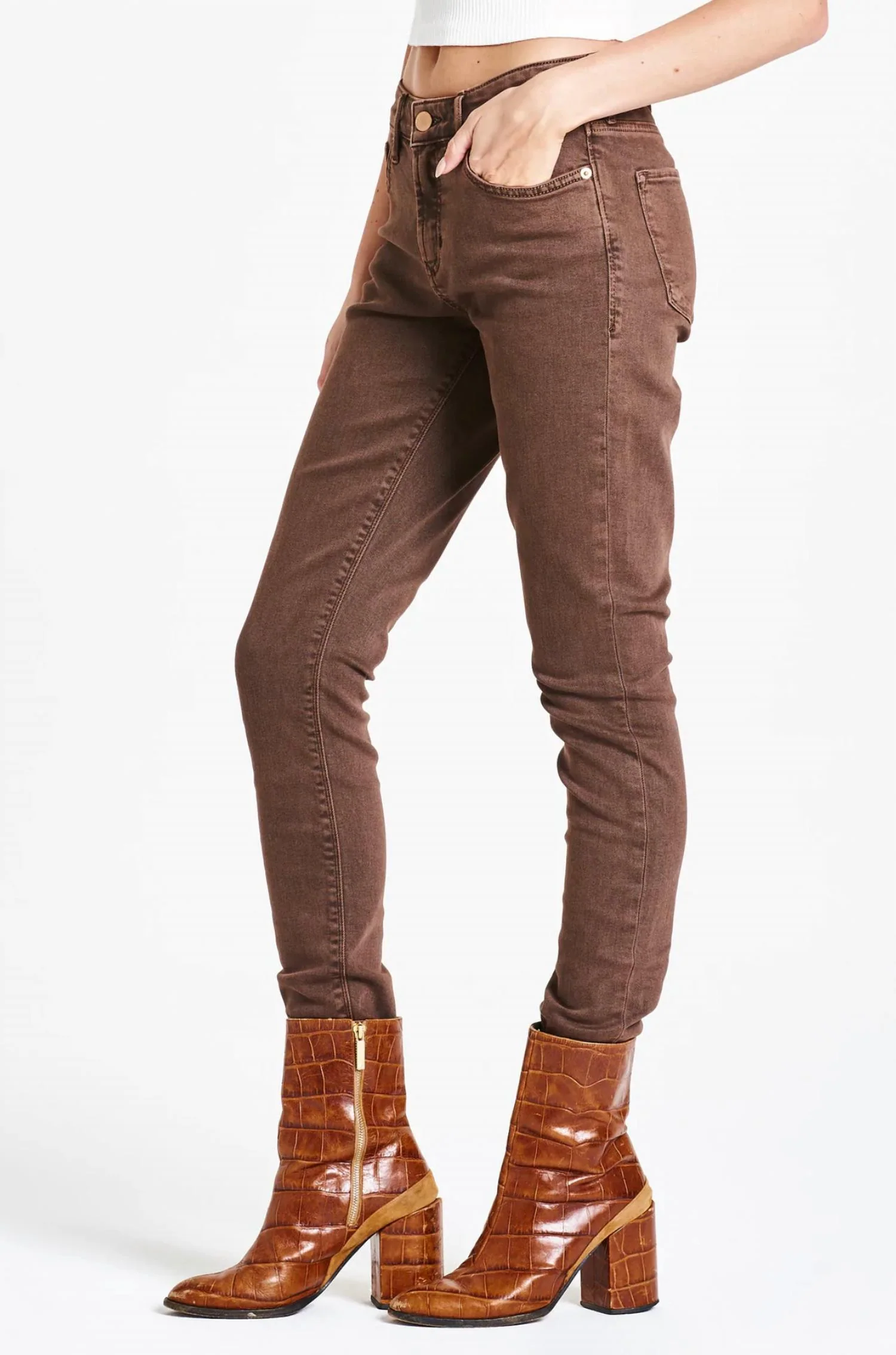 Gisele Mid Rise Skinny Jean In Dark Oak