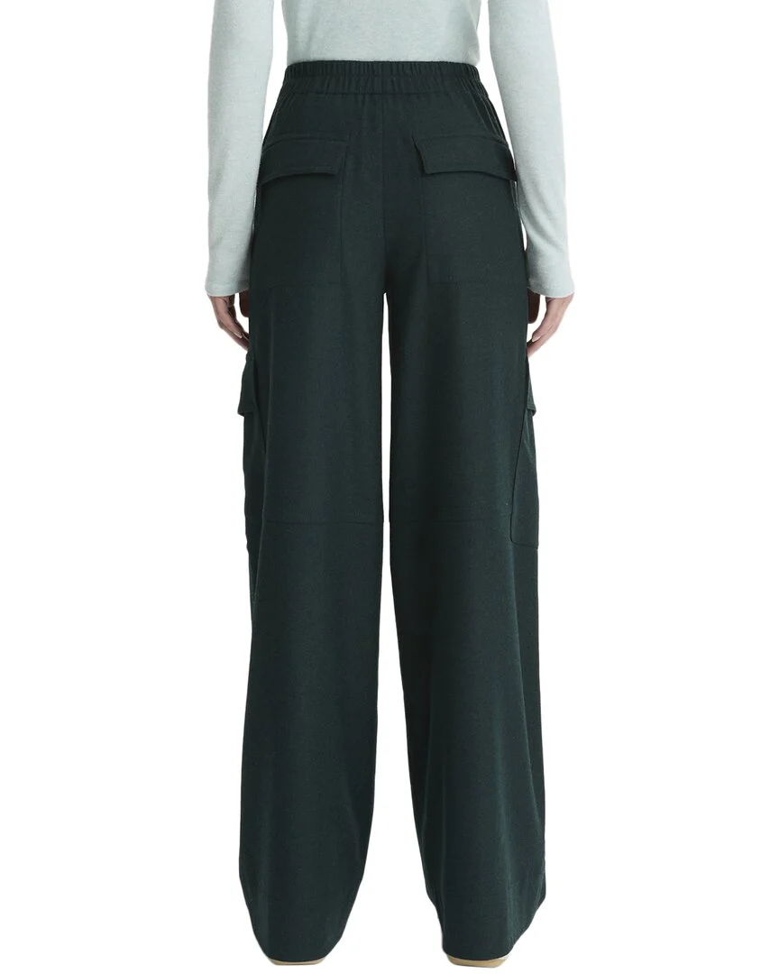 Vince Flannel Wide Leg Raver Wool-Blend Pant