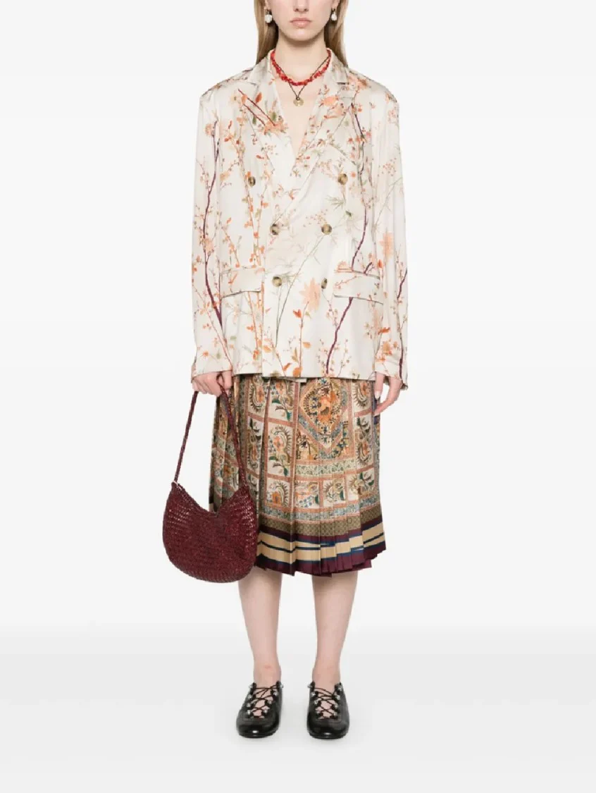 Double-Breasted Floral Print Jacket