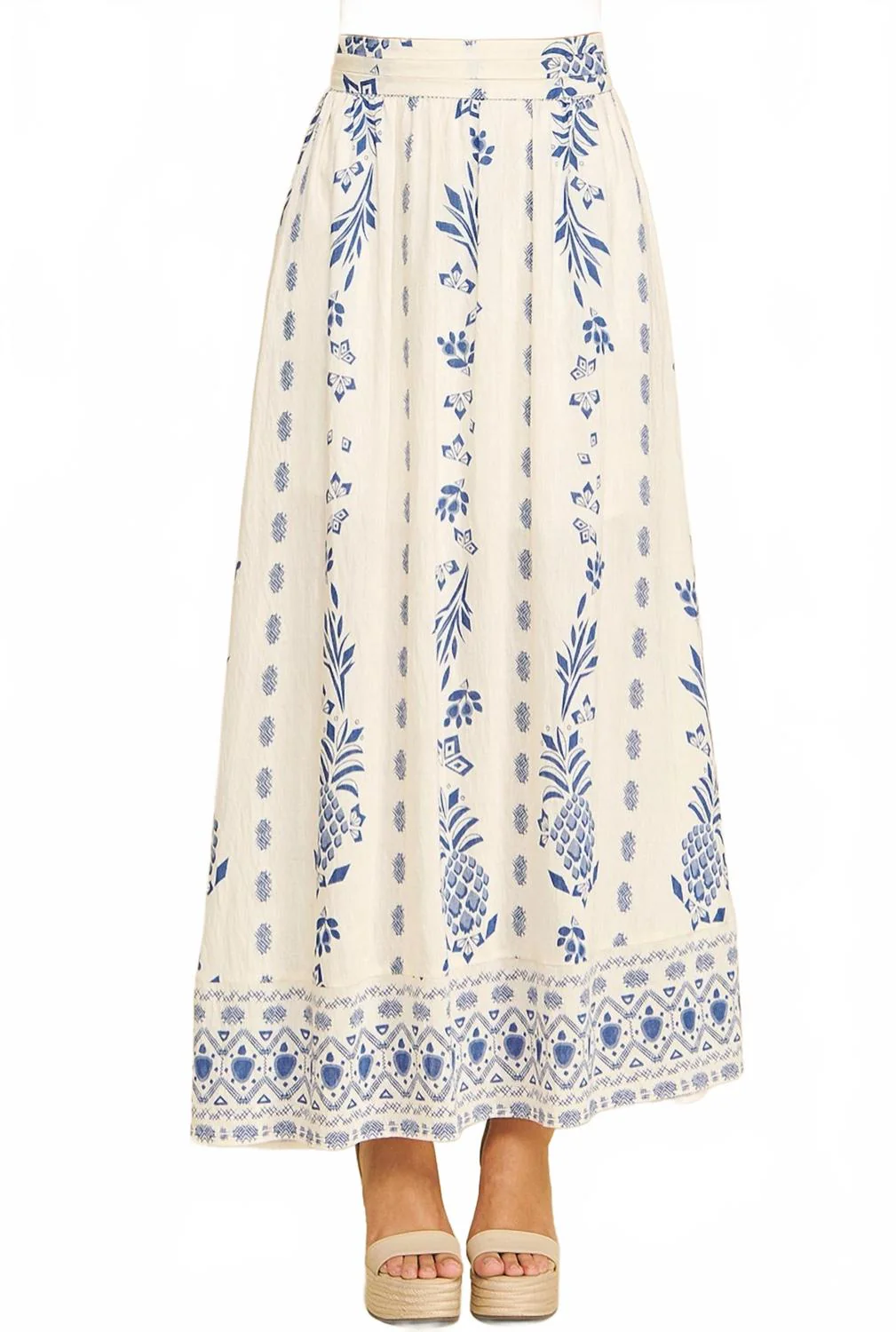 Print A Line Maxi Skirt In Ivory