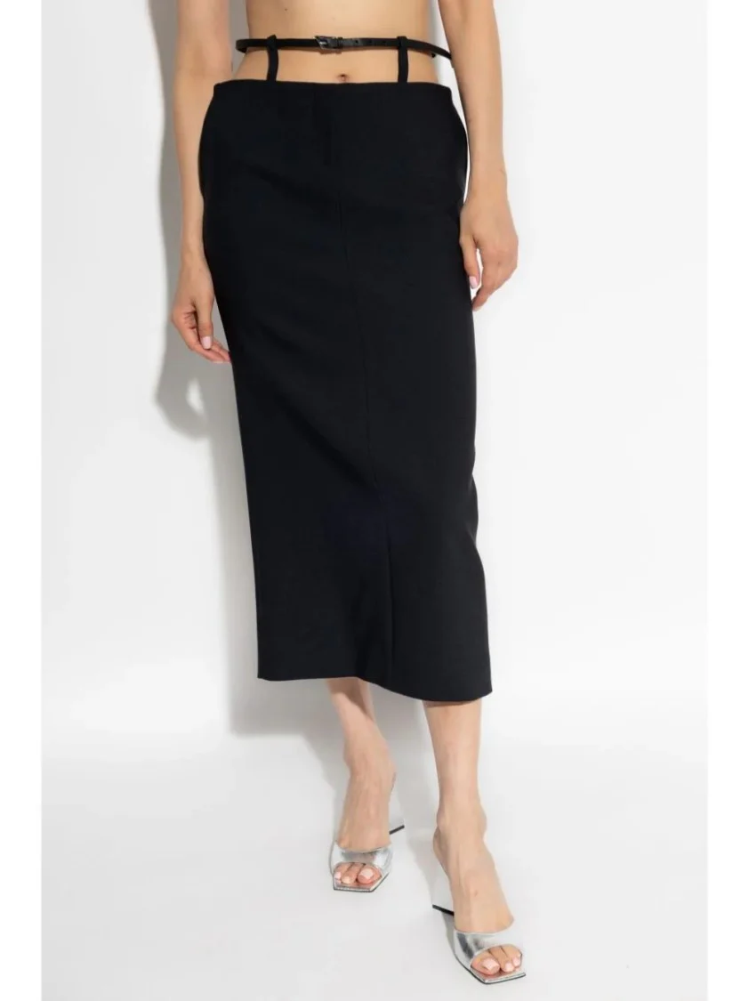 Fitted Black Midi Skirt