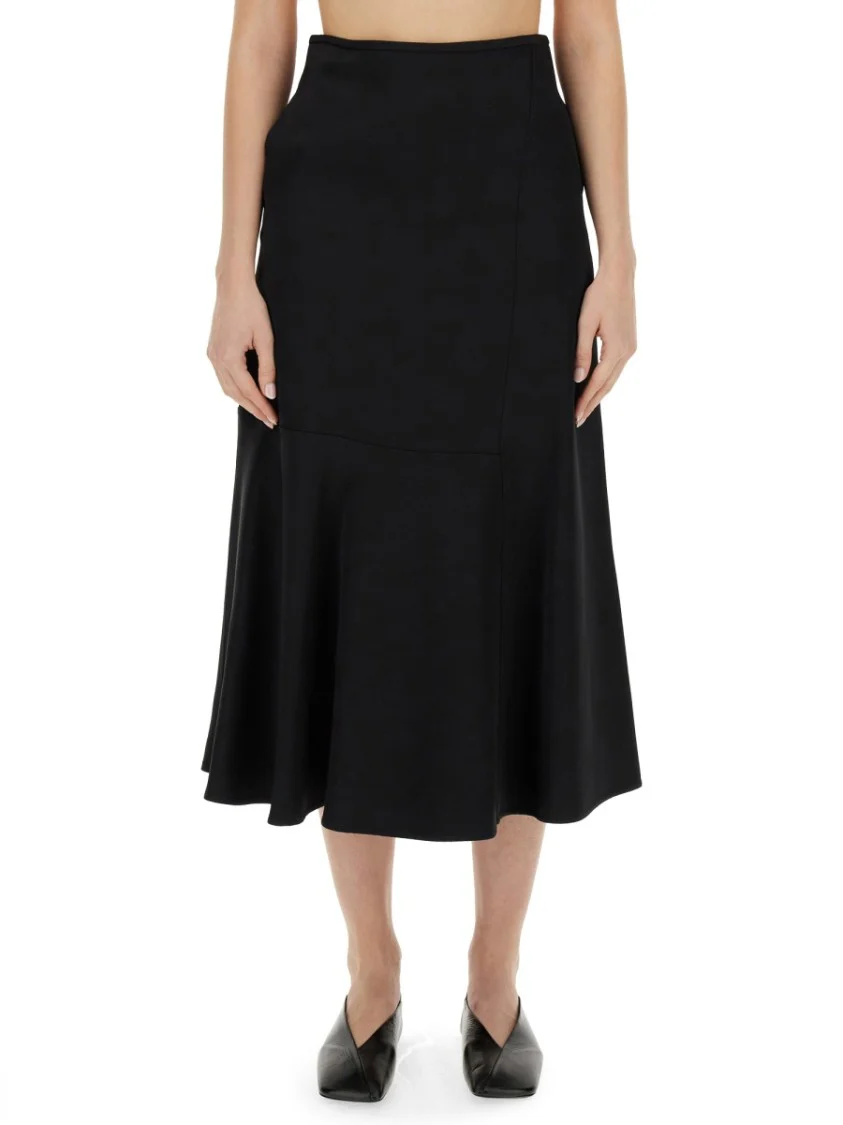 Flared Black Midi Skirt