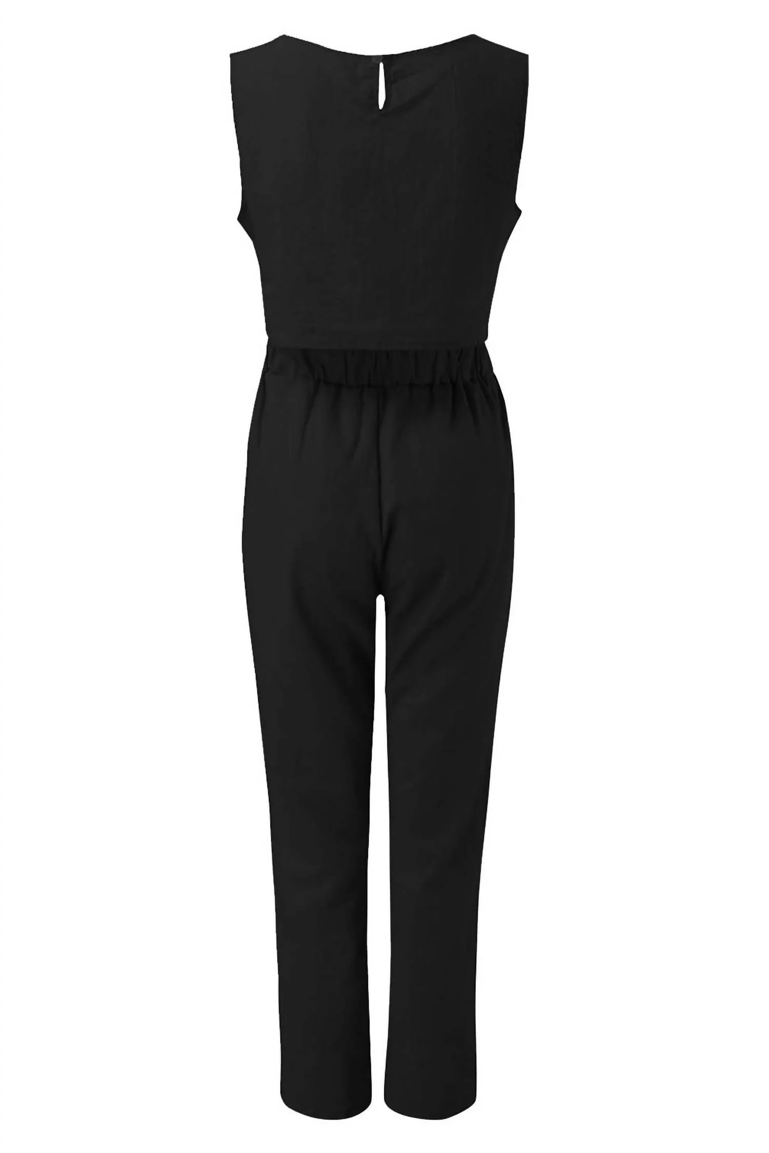 Round Neck Top And Pants Set In Black