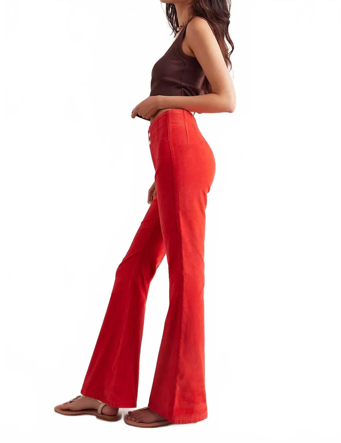 Jayde Cord Flare Jeans In Molten Lava