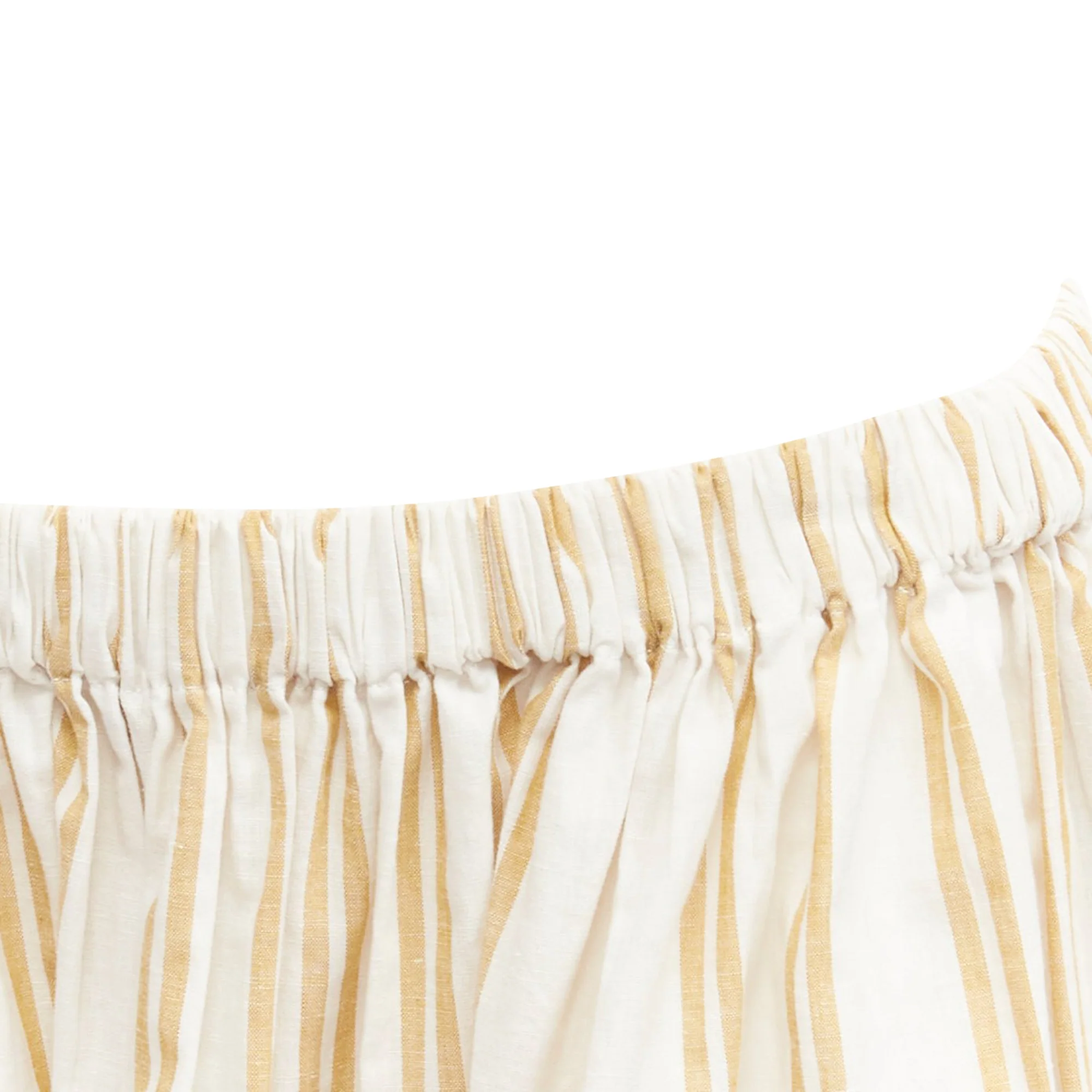 Oscar De La Renta cotton linen ruched cutout striped balloon skirt