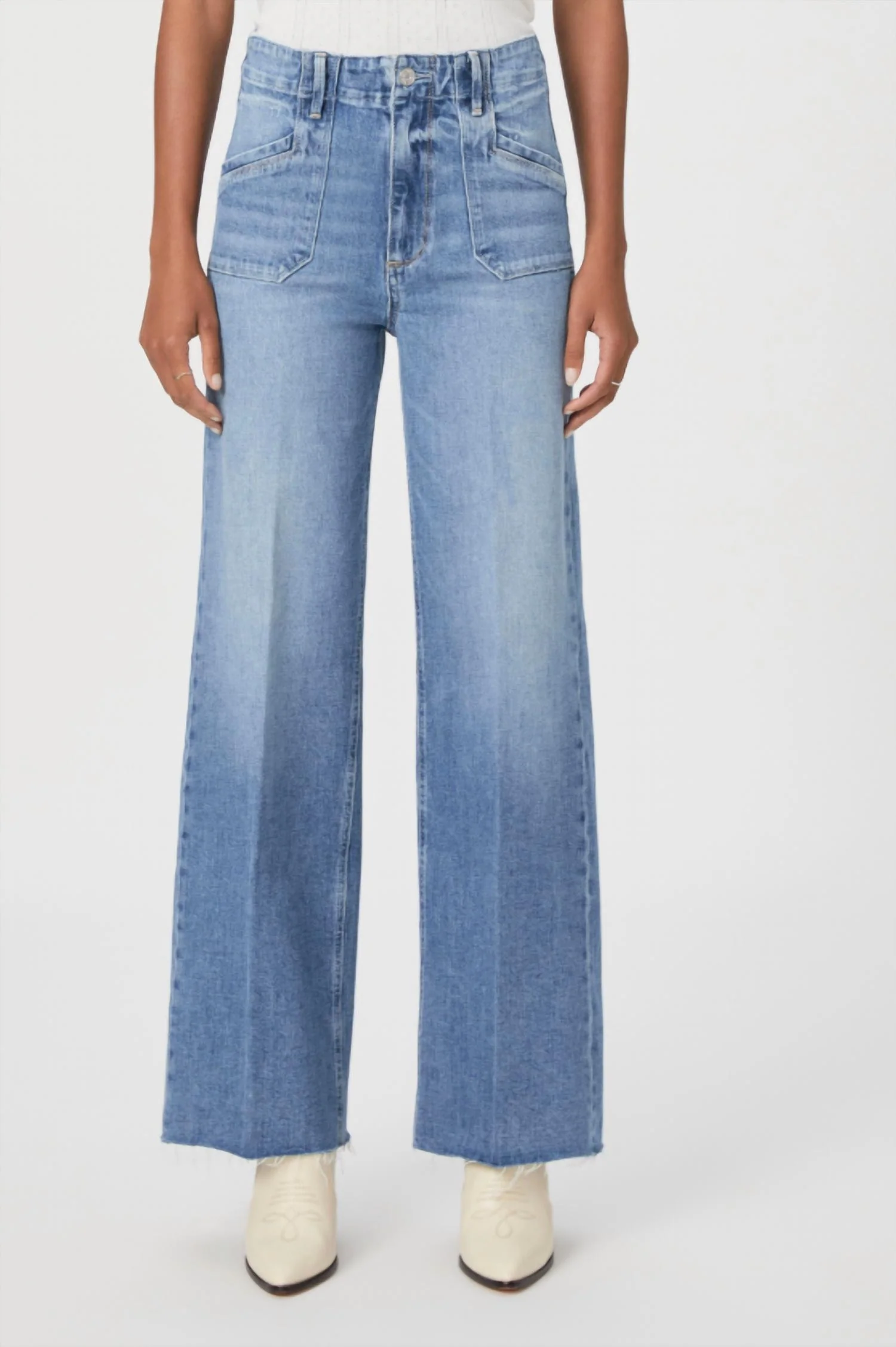 Anessa Welt Utility Pockets + Raw Hem Jeans In Viva