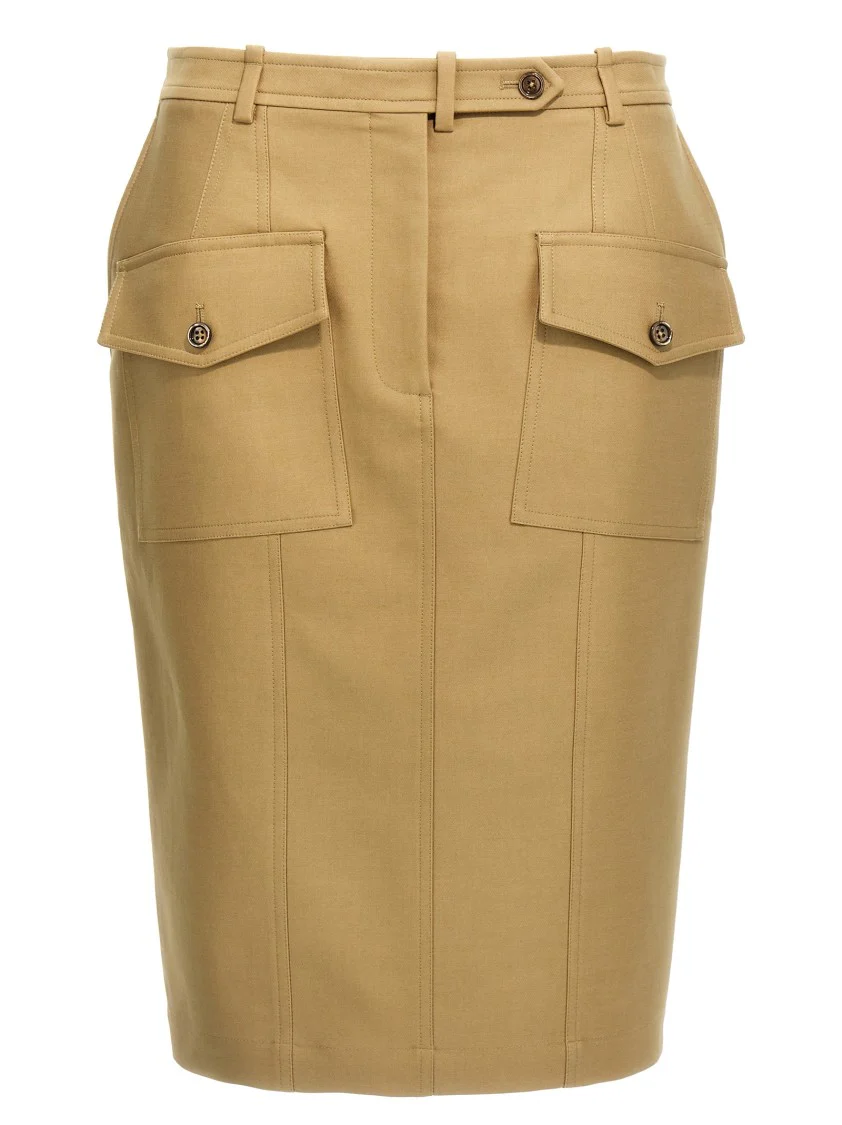 Fitted Pencil Skirt With Front Pockets
