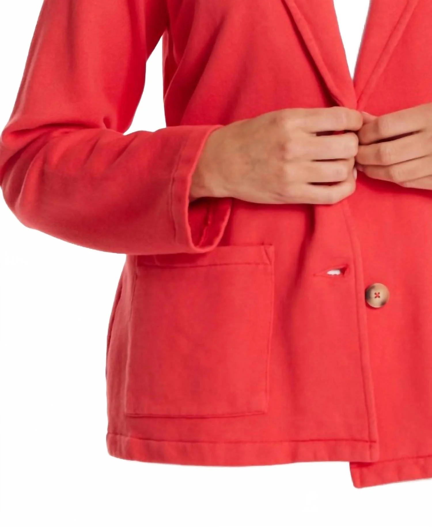 French Terry Knit Blazer In Cherry