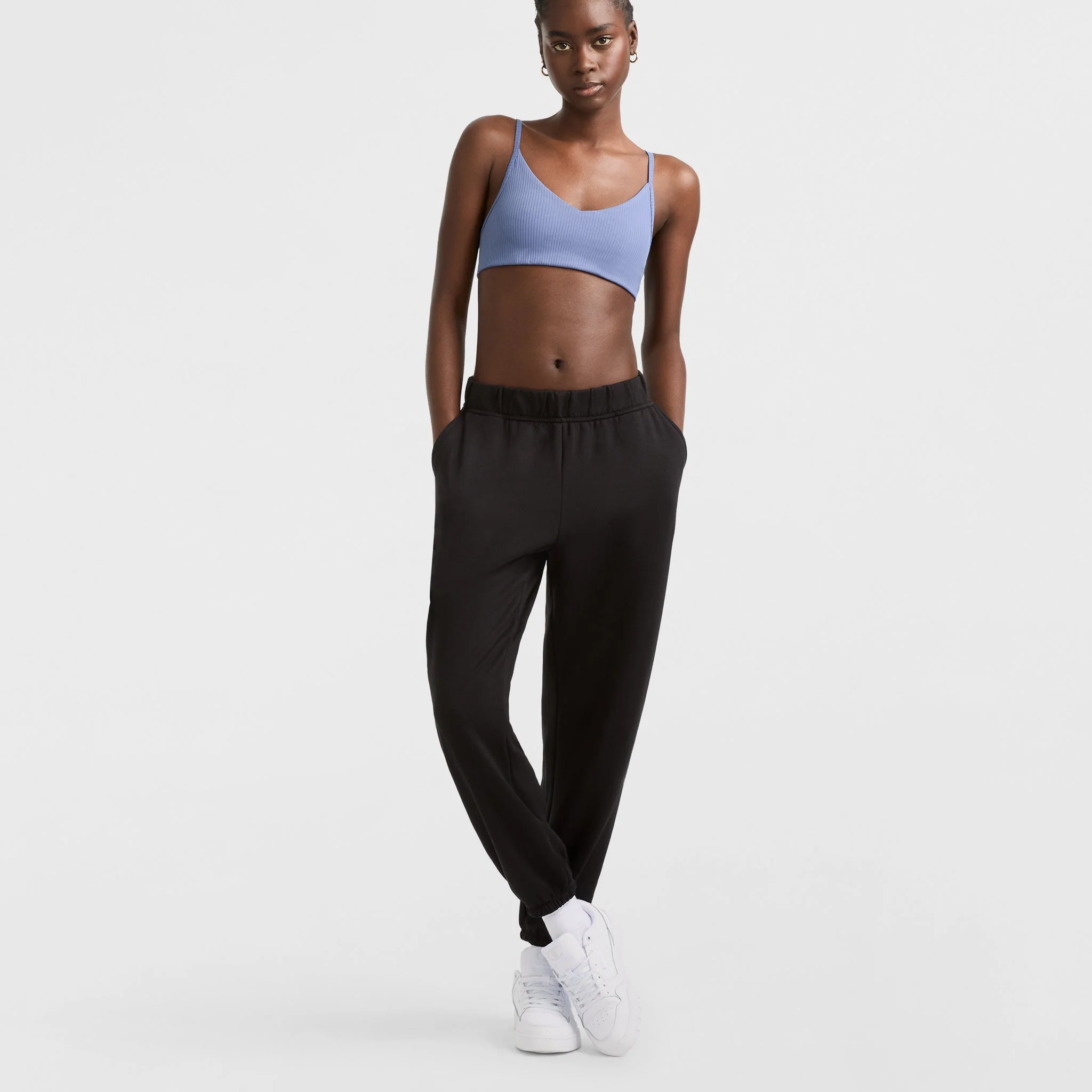 Soft Touch Ribbed Sports Bra, C Logo