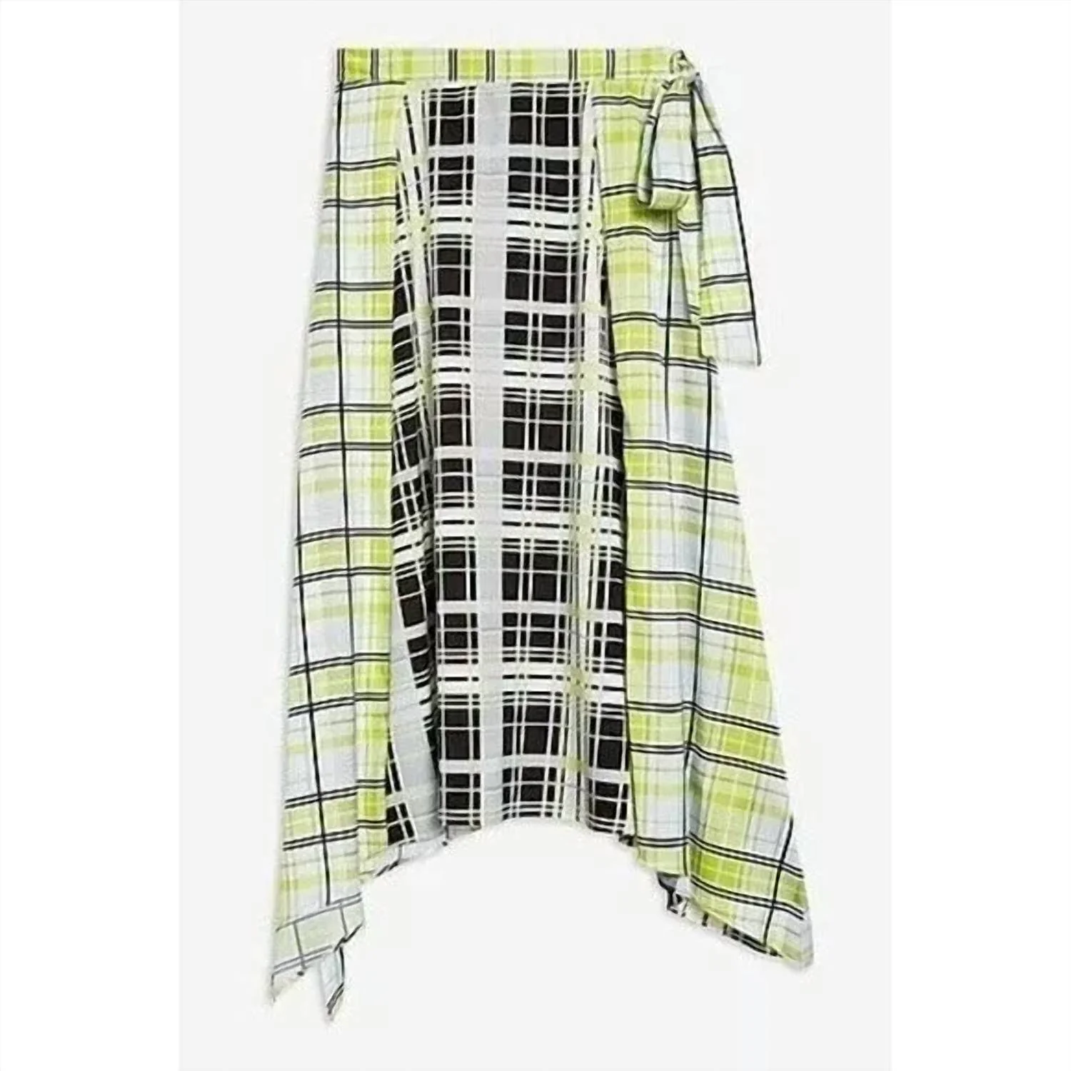 Asymmetrical Plaid Midi Skirt In Multicolor