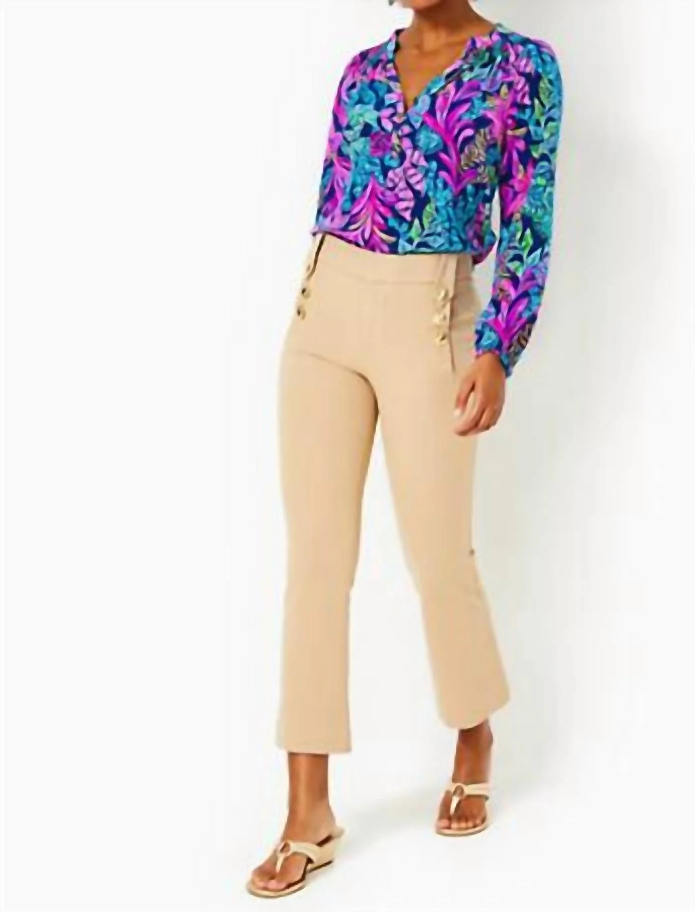 37 Parrish Bi-Stretch Crop Flare Pant In Evening Sand