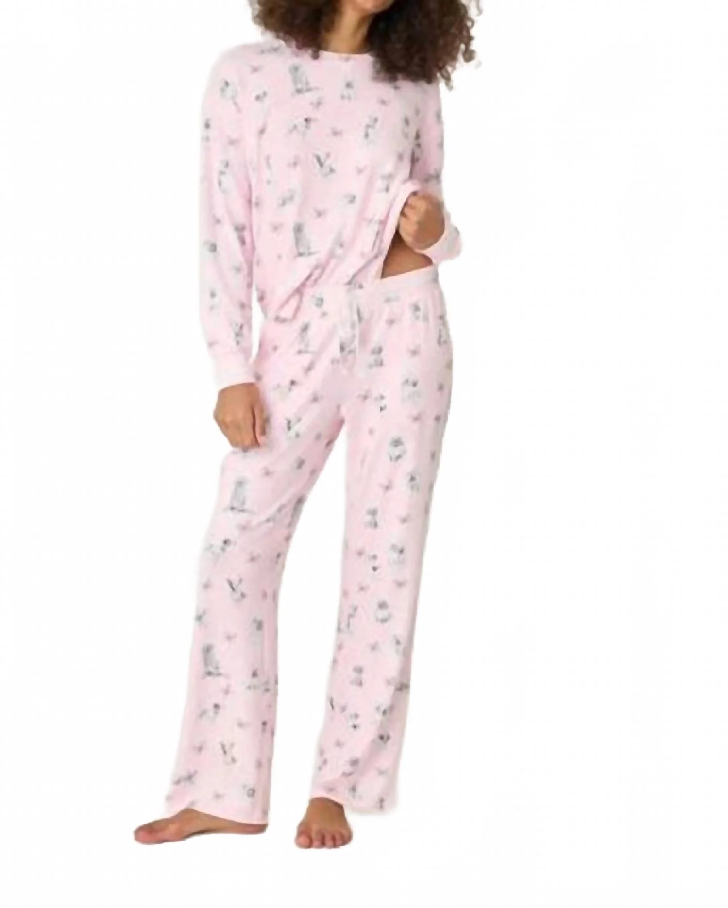 Butterfly Grove Pajama Set In Pink