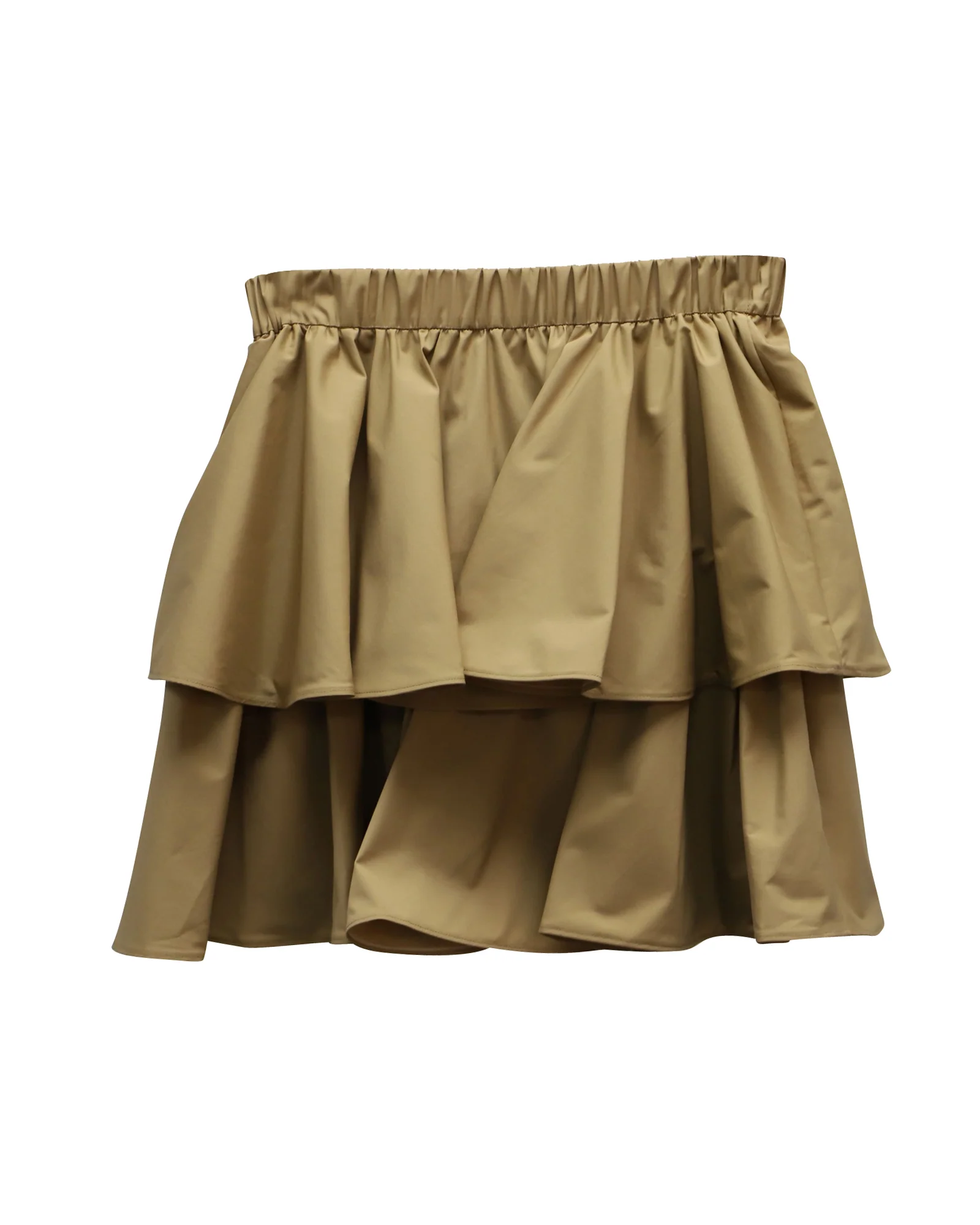 Jason Wu Tiered Flared Mini Skirt in Khaki Cotton