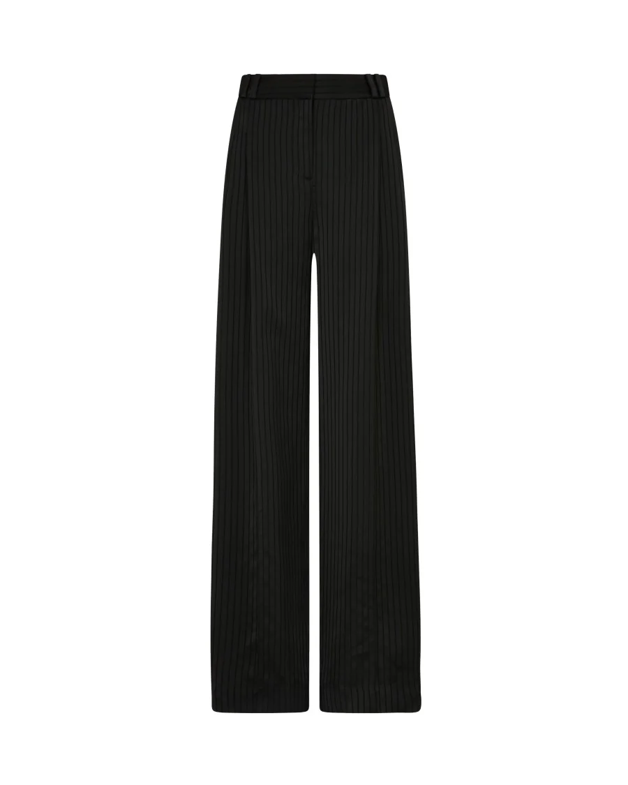 Satin Stripe Serena Trouser - Black
