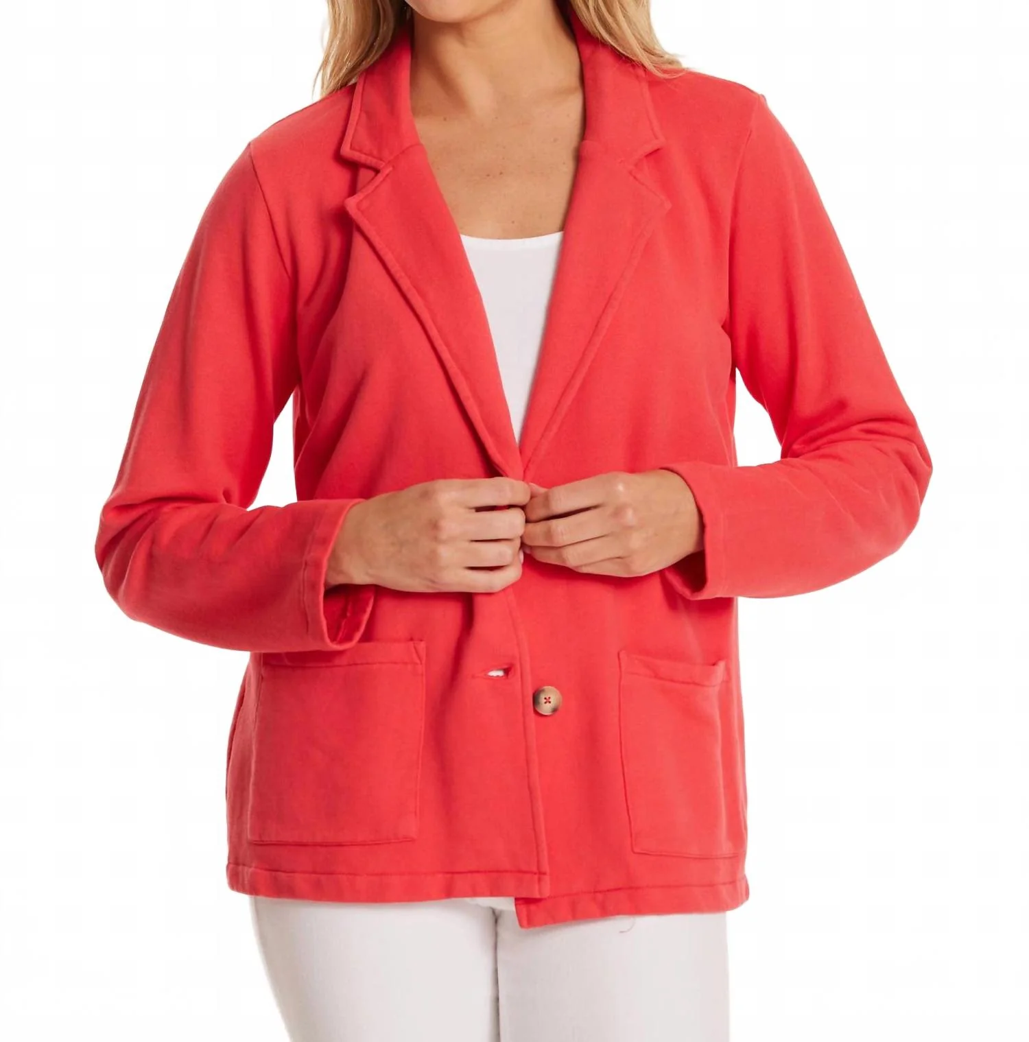 French Terry Knit Blazer In Cherry