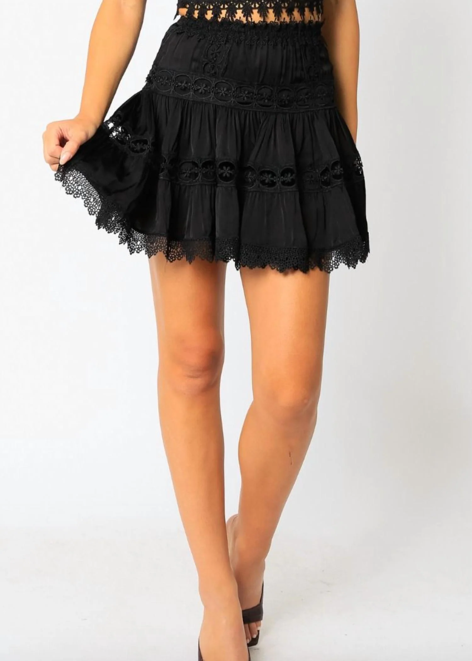 Frankie Crochet Skirt In Black