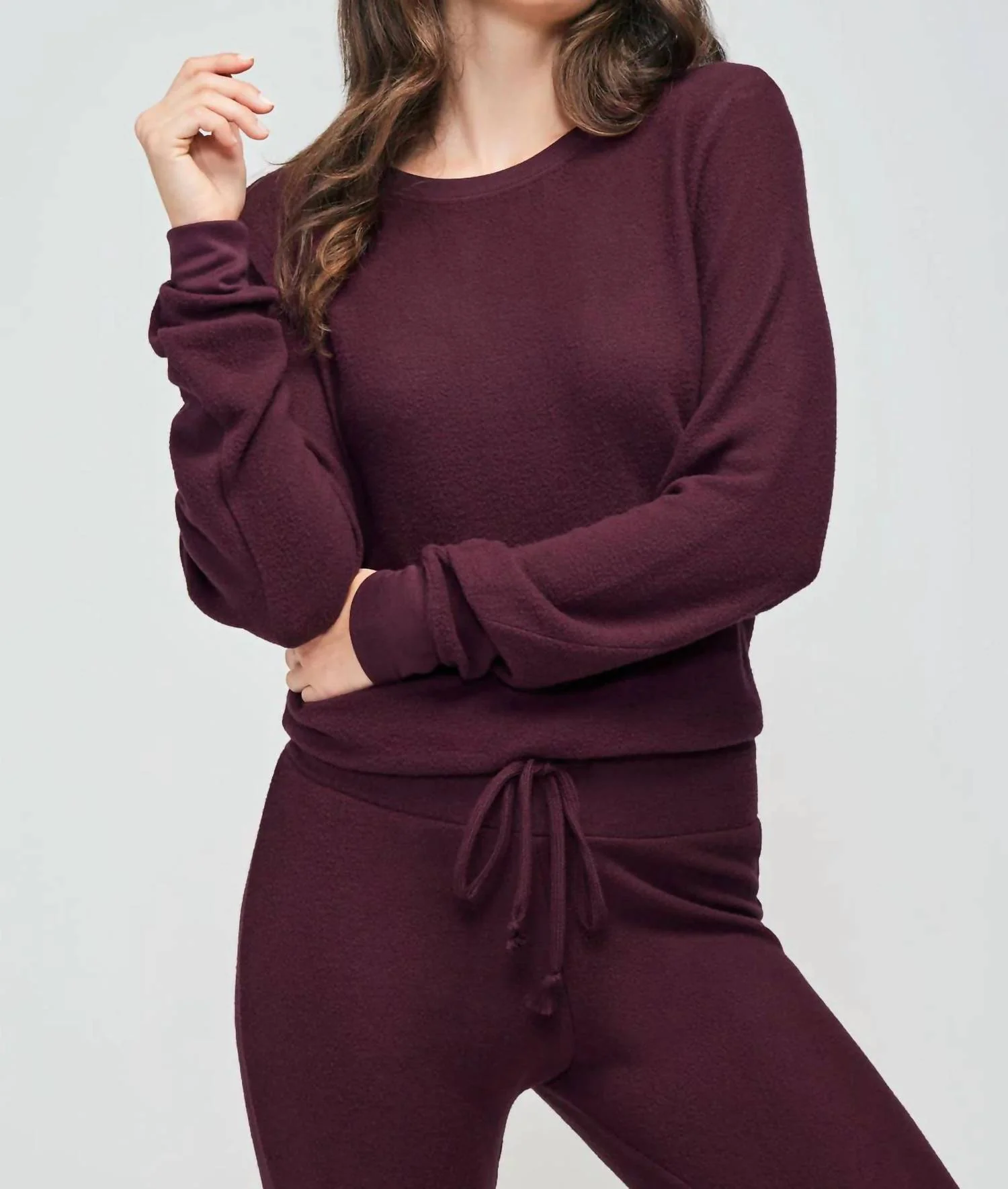 Baggy Beach Top In Fig Set In Maroon