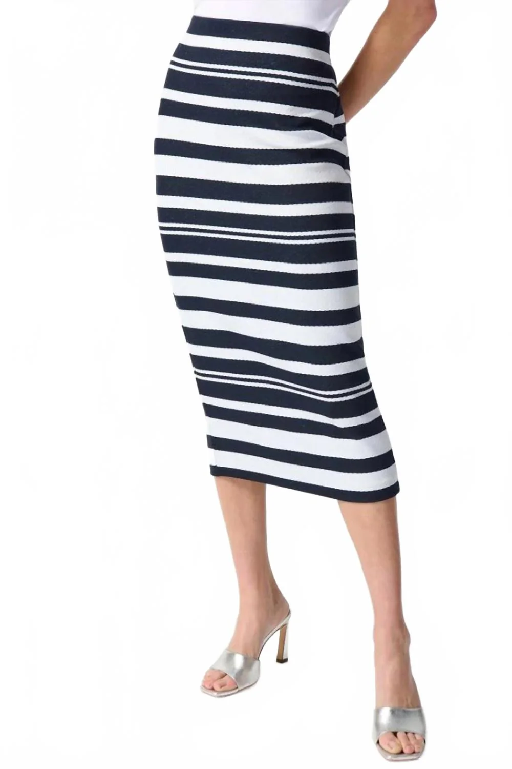 Jacquard Knit Midi Skirt In Midnight Blue/off White