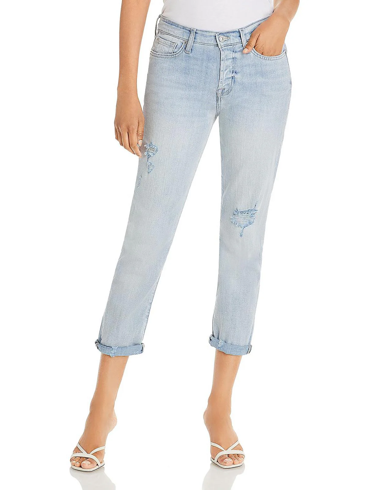 Womens Denim Light Wash Boyfriend Jeans