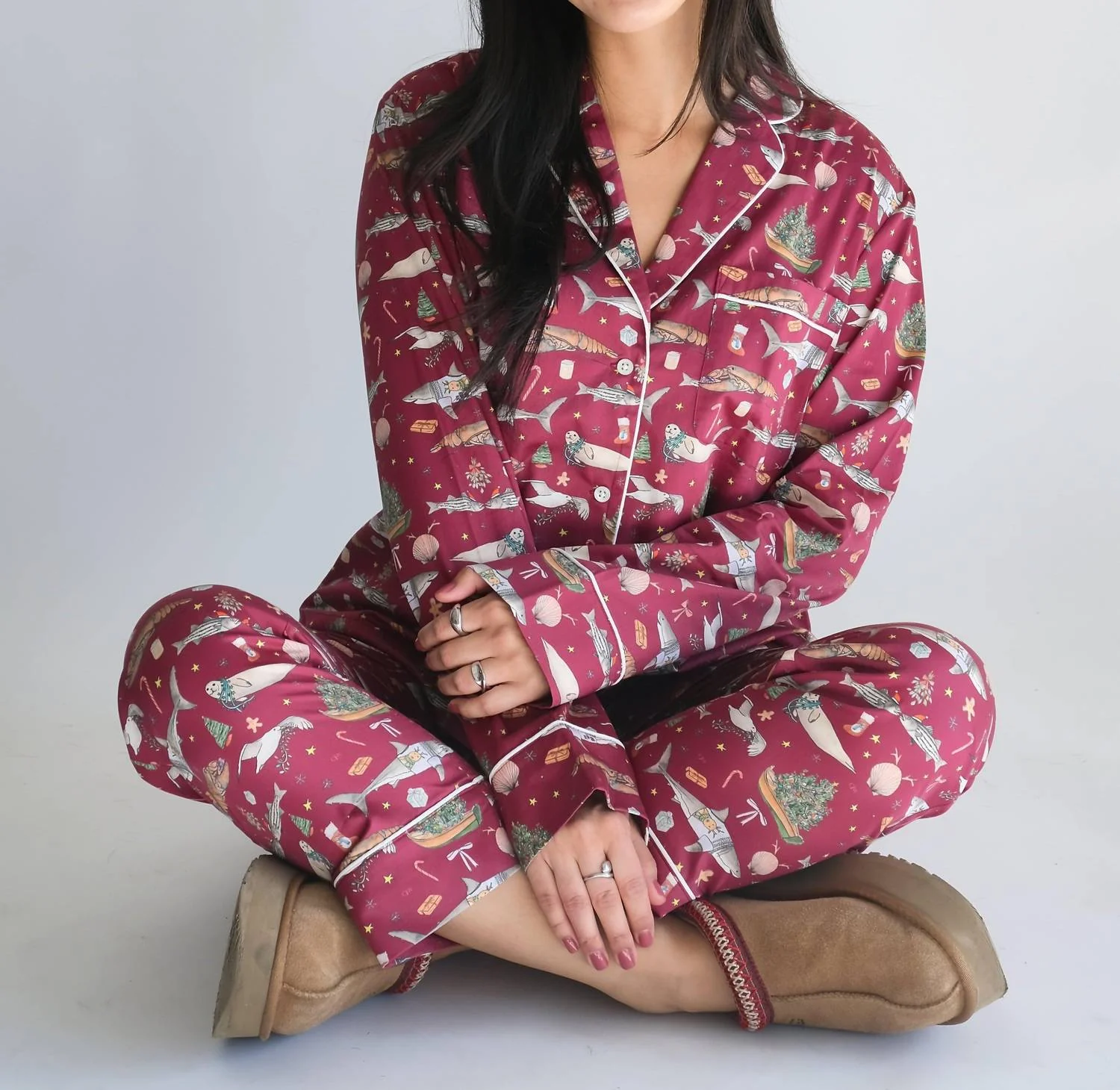 The Nantucket Winter Dreams Pajamas In Cranberry
