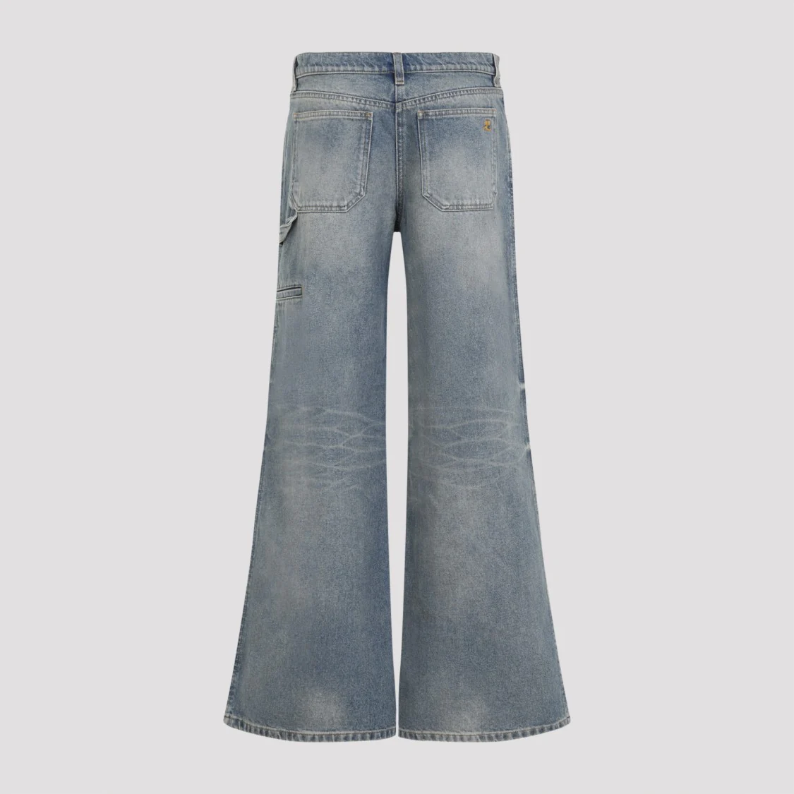 Vintage Denim Blue Cotton Hammer Denim Baggy Pants