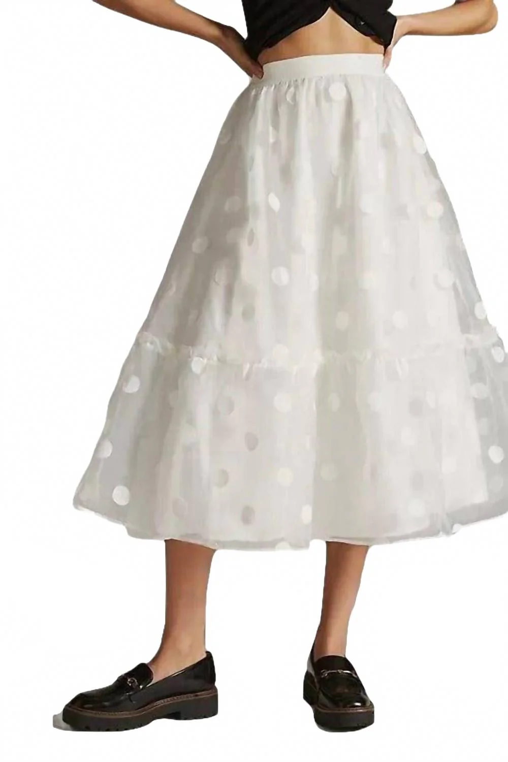 Women's Tulle Midi Skirt In Snowflake Dot