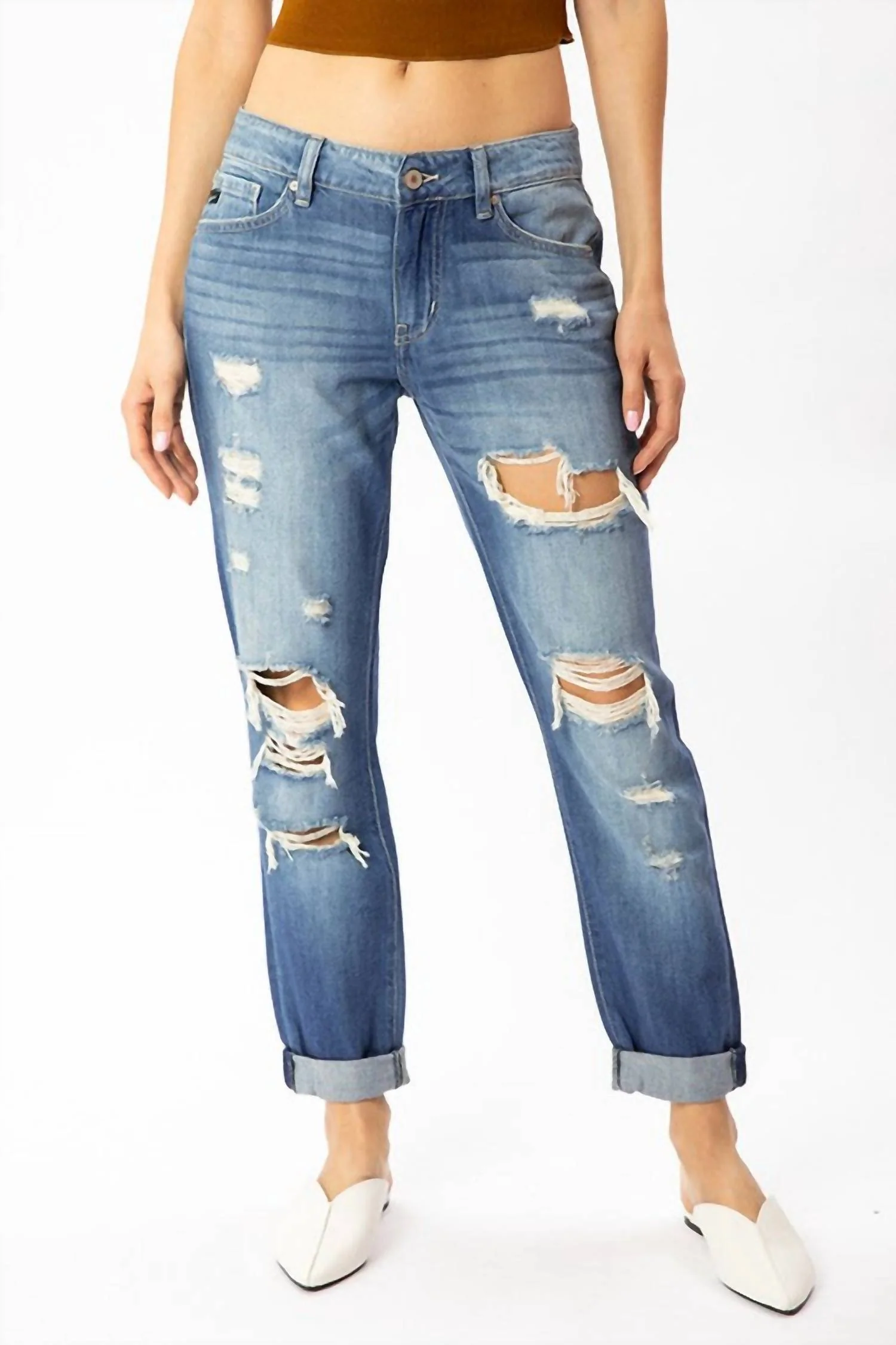 Midrise Boyfriend Jeans In Blue