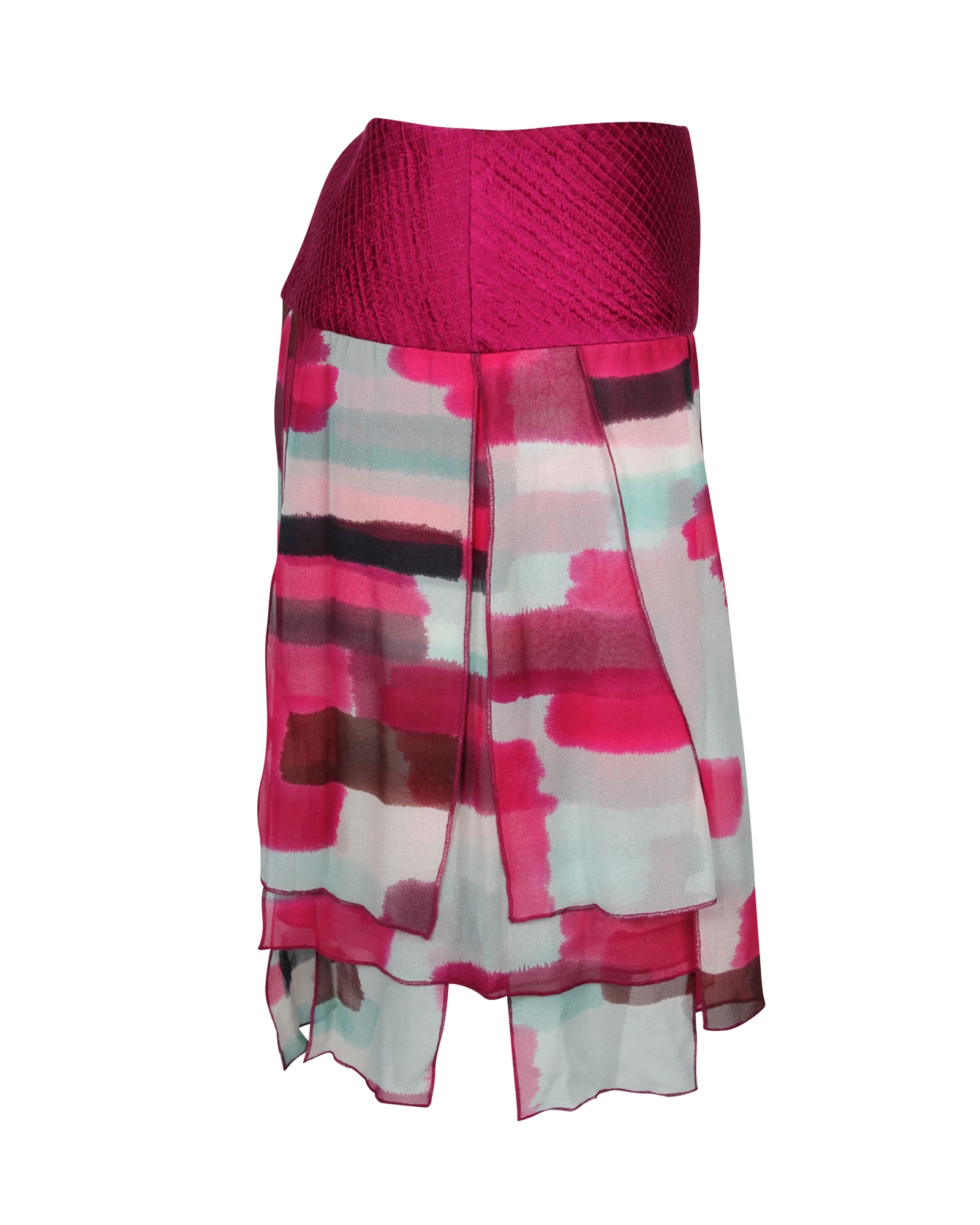 Diane Von Furstenberg Geometric Panels Flowy Skirt in Pink Silk