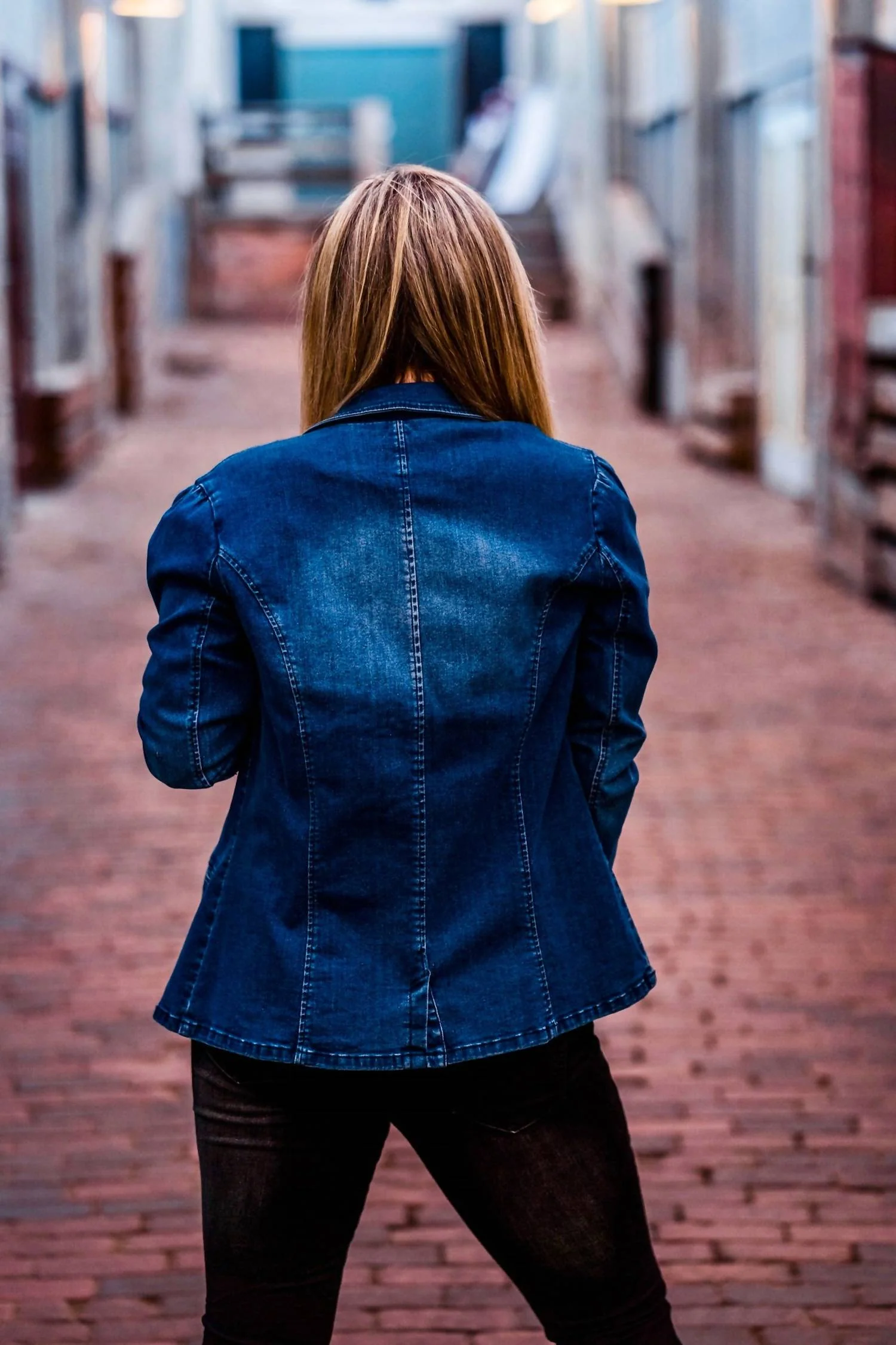 Denim Embroidered Blazer In Blue