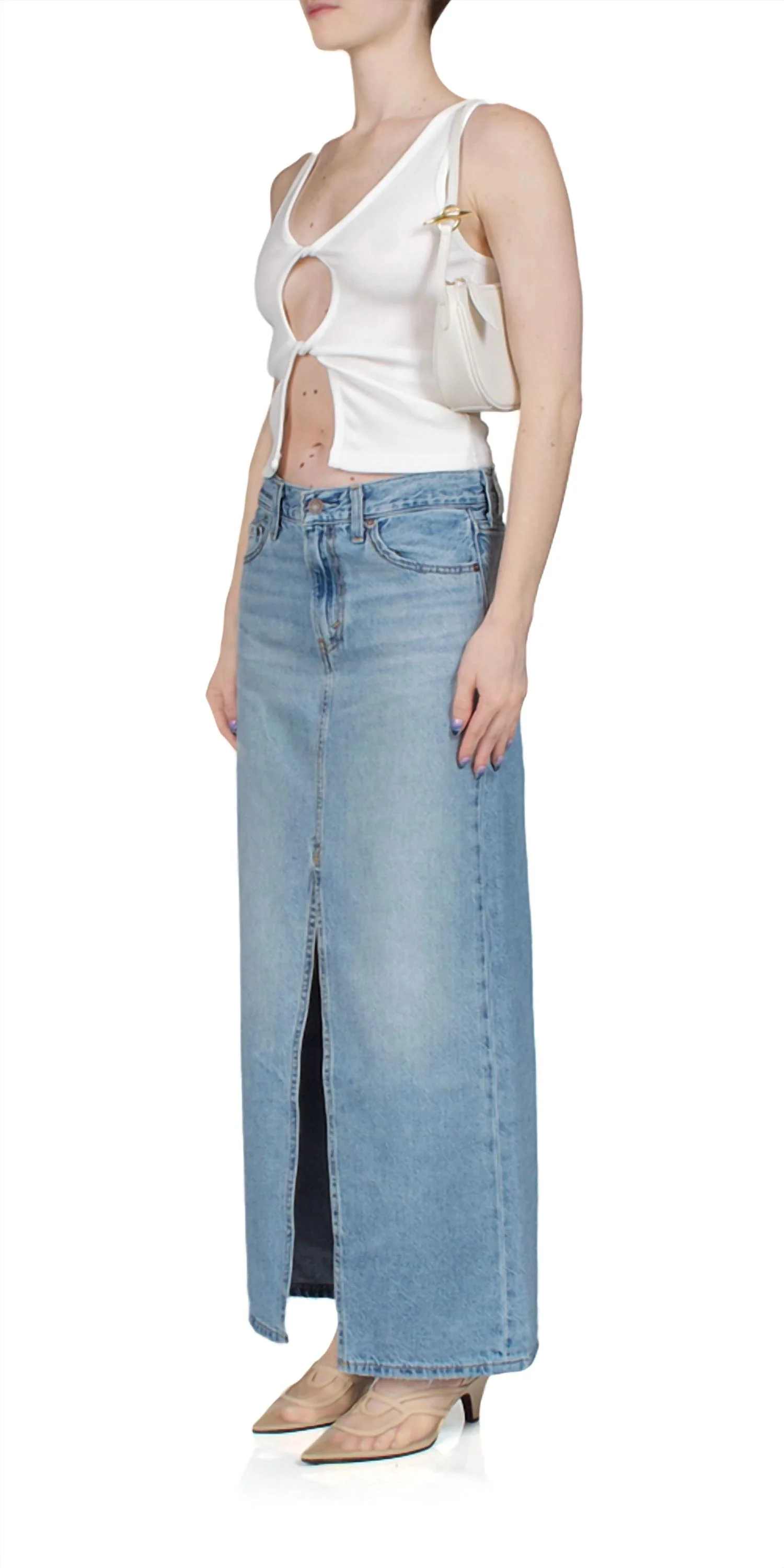 Ankle Column Skirt In Please Hold