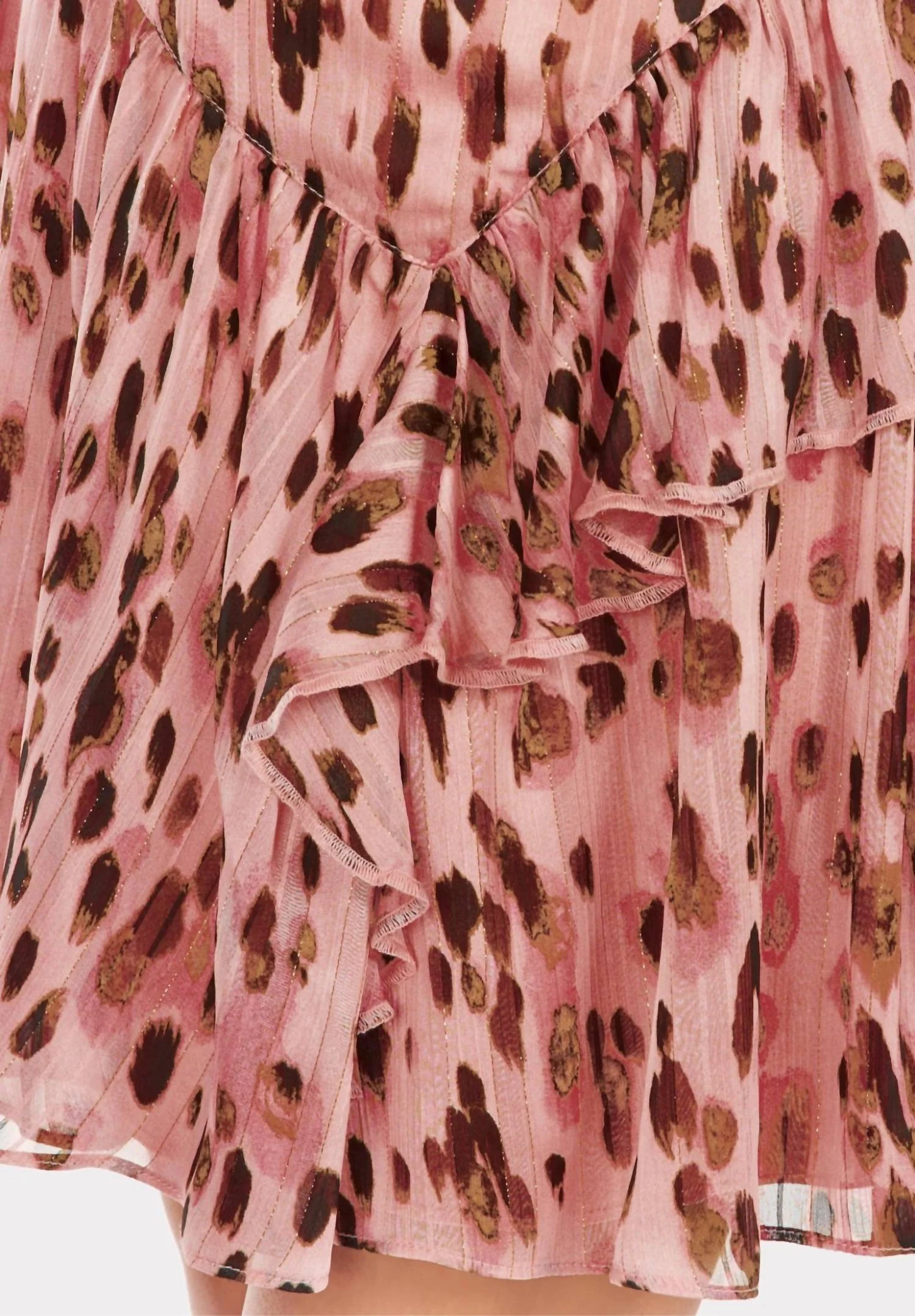 Heidi Metallic Leopard Stripe Burnout Skirt In Pink Multi