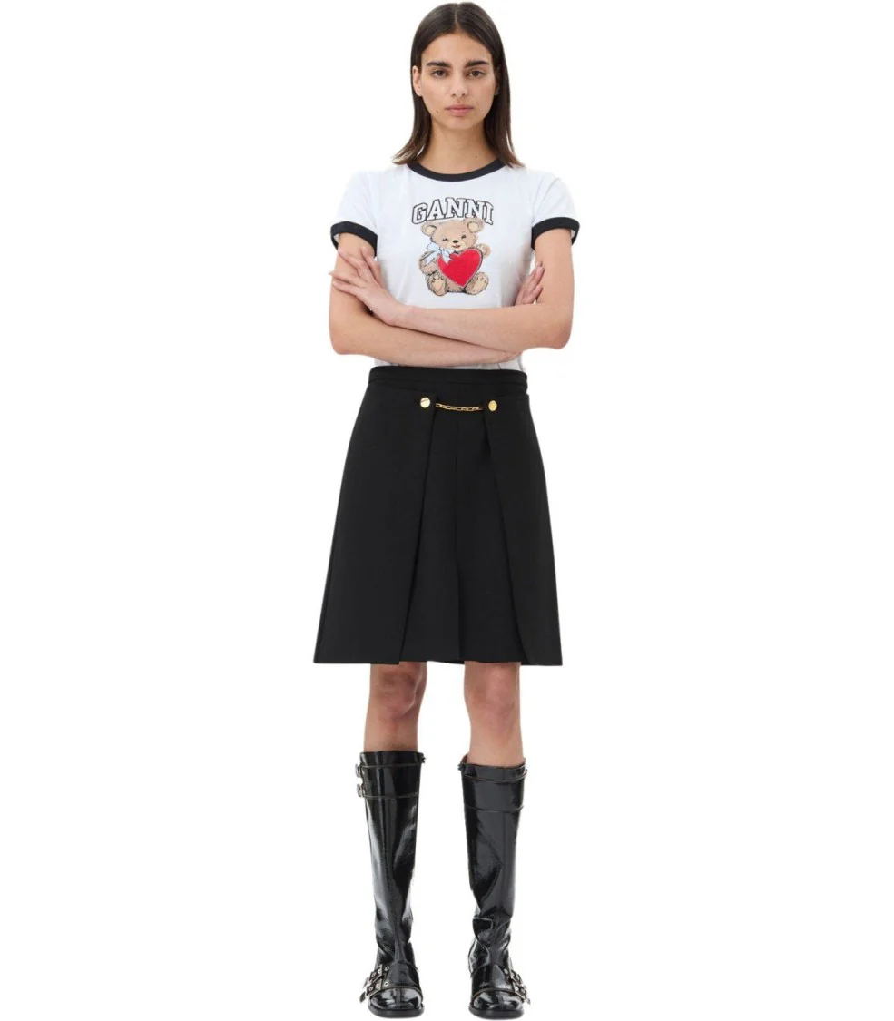 Twill Black Mini Skirt