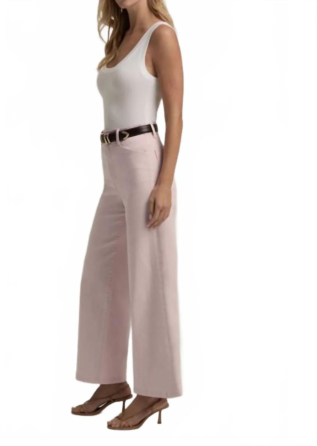 Mischa Wide Ankle Jeans In Pale Pink