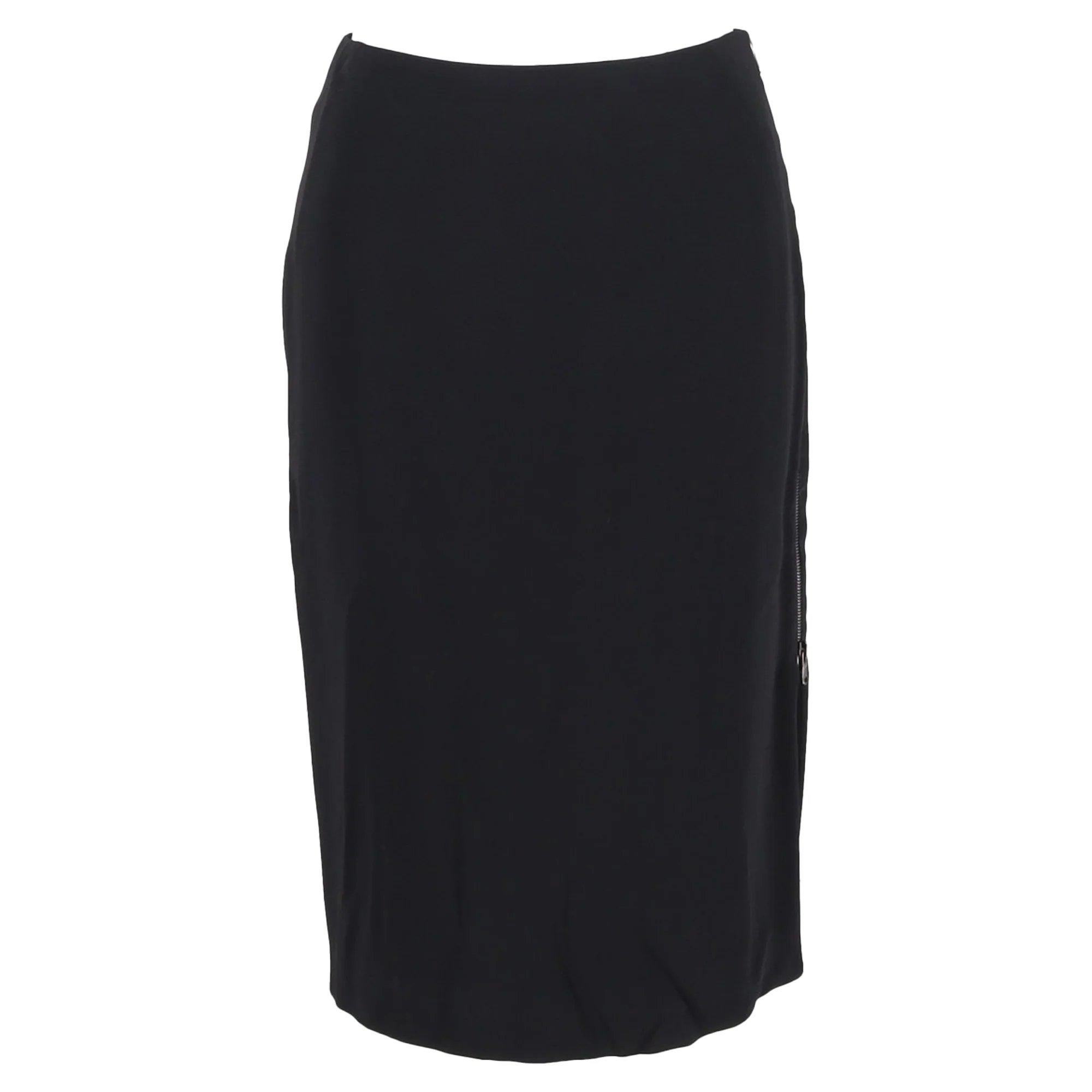 Antonio Berardi Side Zipped Midi Skirt in Black Rayon