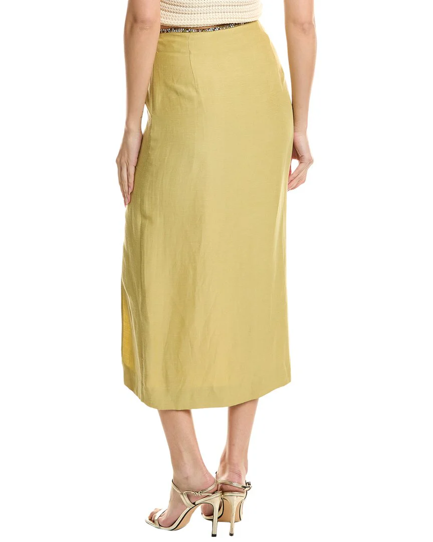 Sandro Linen-Blend Midi Skirt