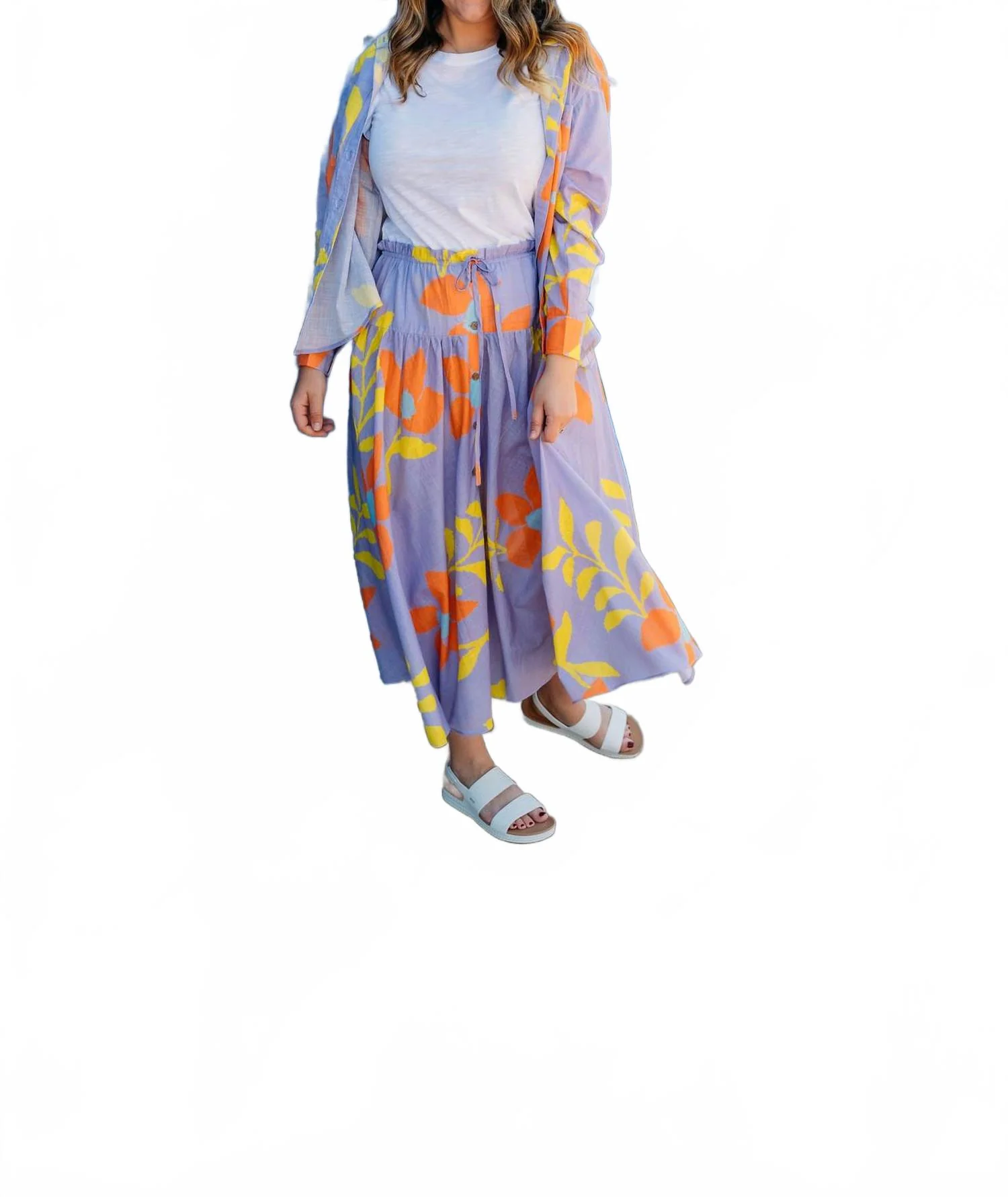 Large Floral Swing Skirt In Multi