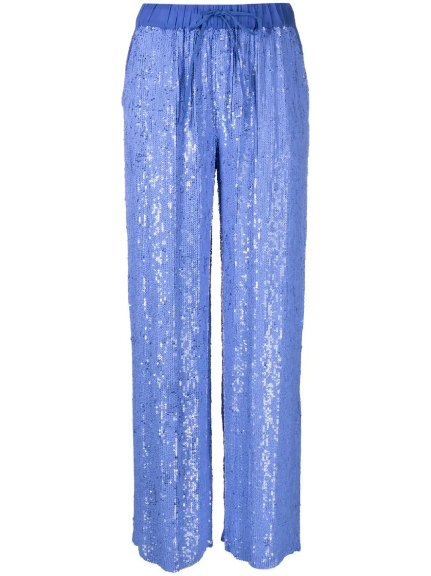 Wide-Leg Trousers With Shimmering Sequin Detailing