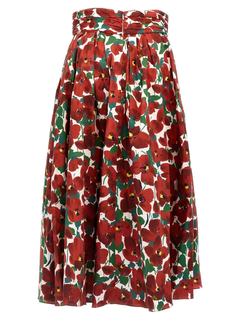 Balloon Silhouette High Waist Midi Skirt