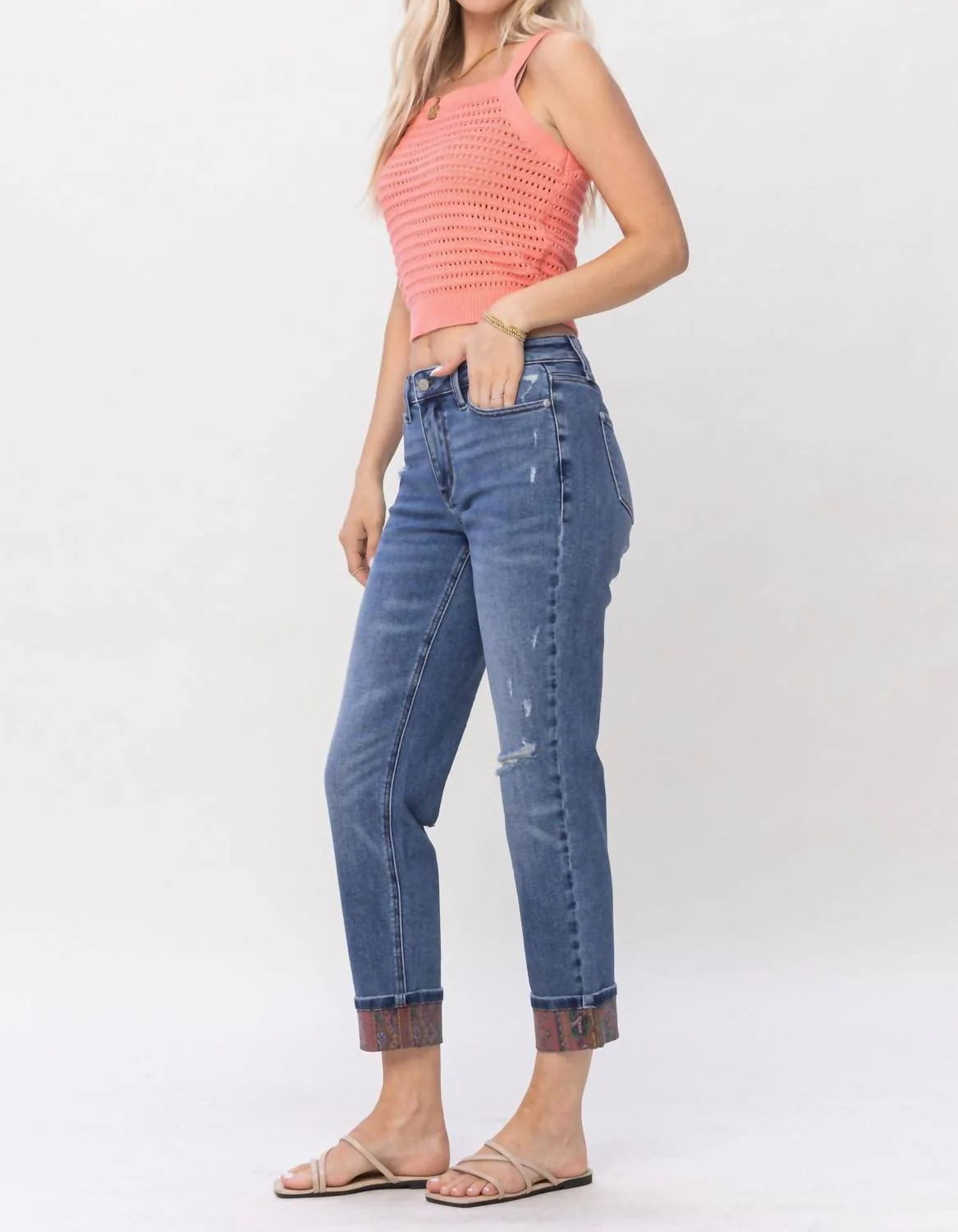 Paisley Boyfriend Jean In Blue