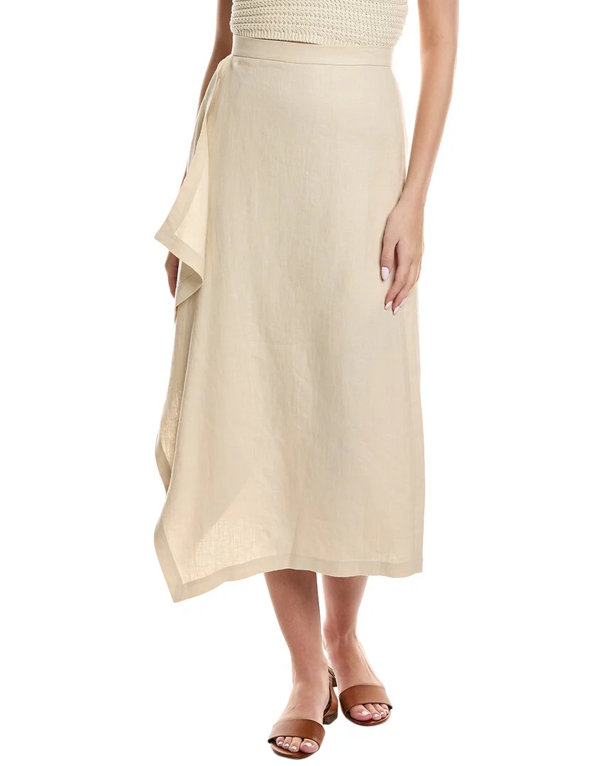 Lafayette 148 New York Drape Front Linen Maxi Skirt