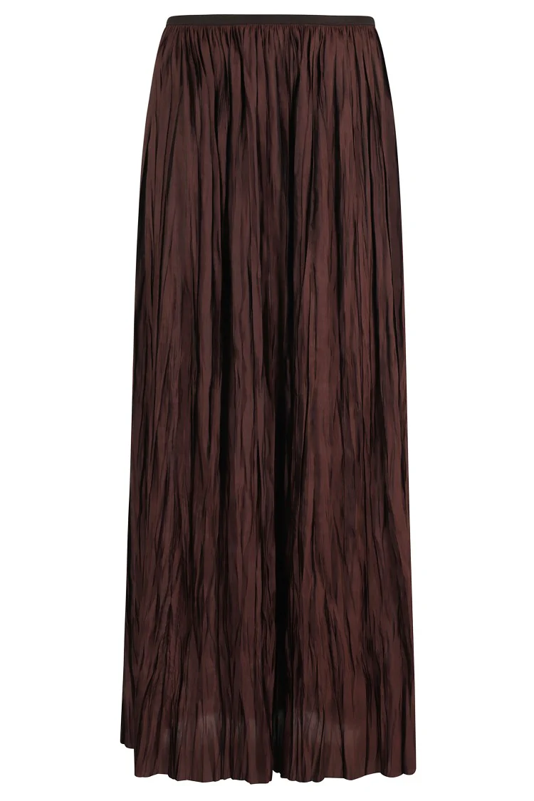 Flowing Satin-Finish Long Pleated Skirt
